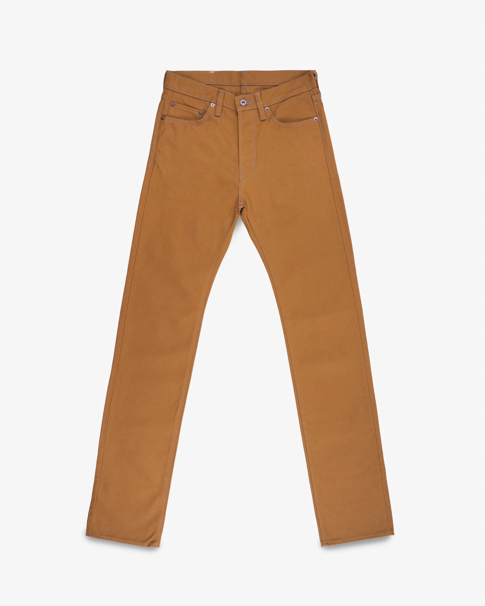 IH-666D 17OZ DUCK SLIM STRAIGHT CUT JEANS - BROWN - 1