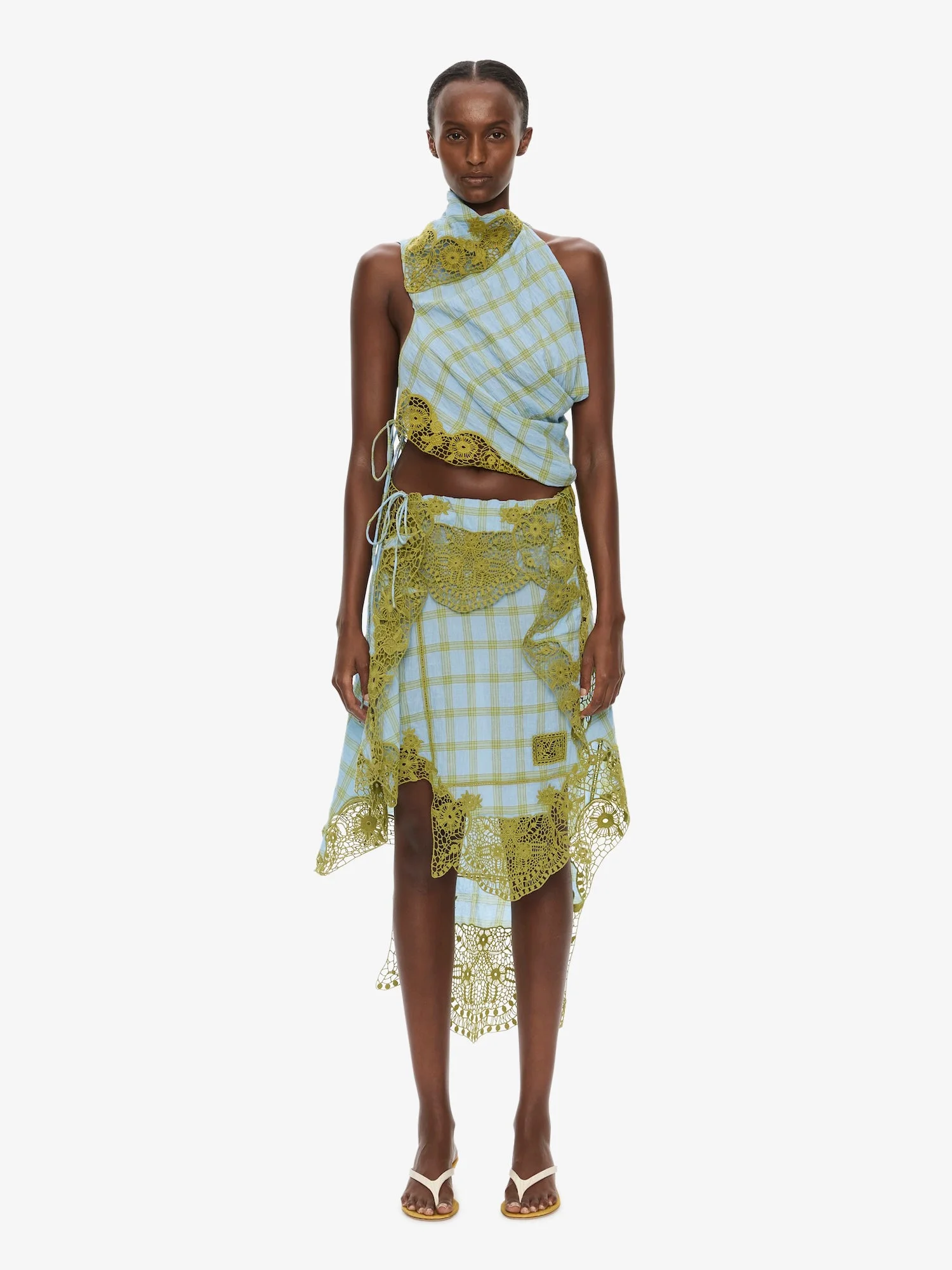 Embroidered Handkerchief Envelope Midi Skirt - 1