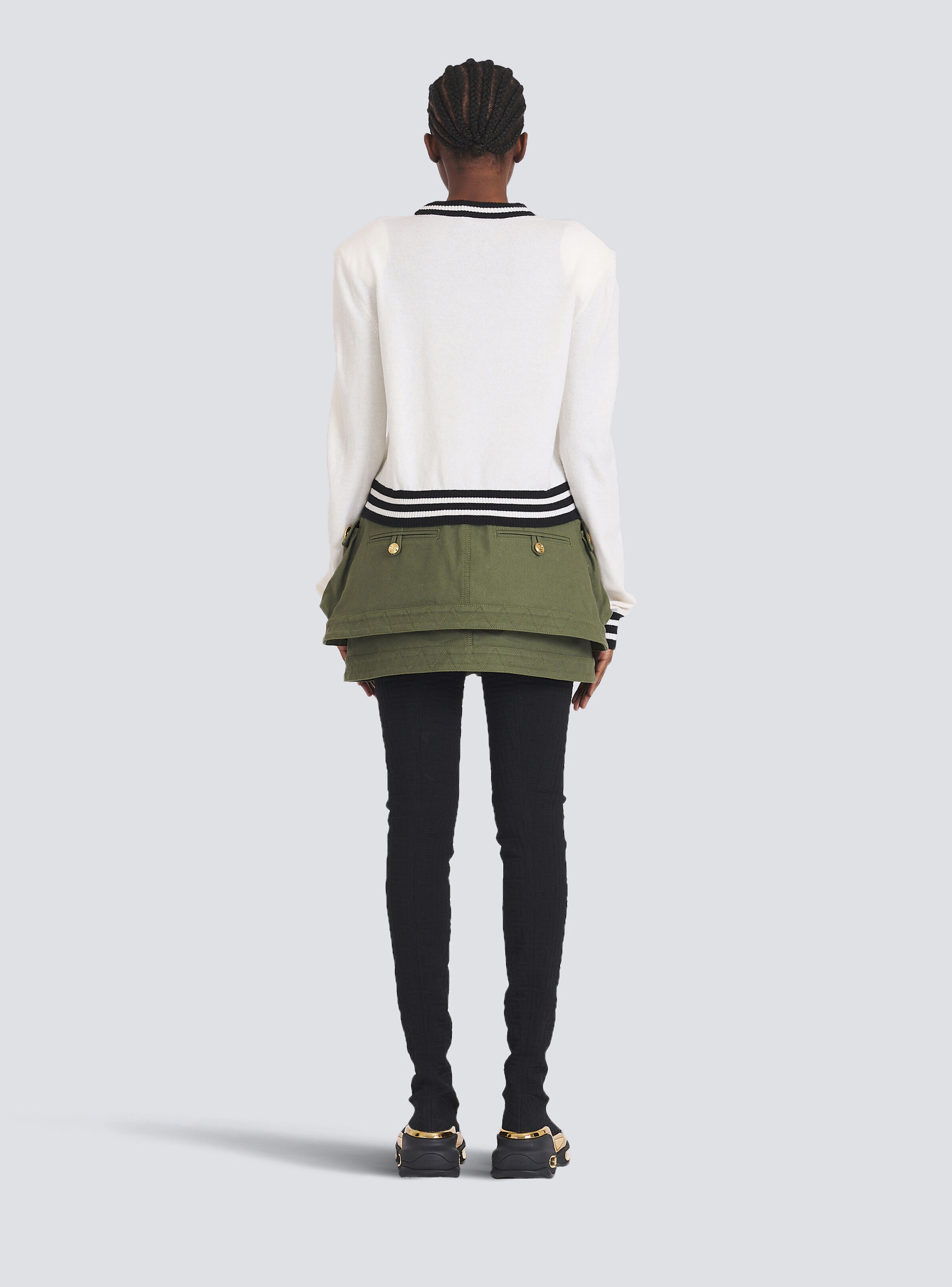 Cropped wool sweatshirt with Balmain logo - 4