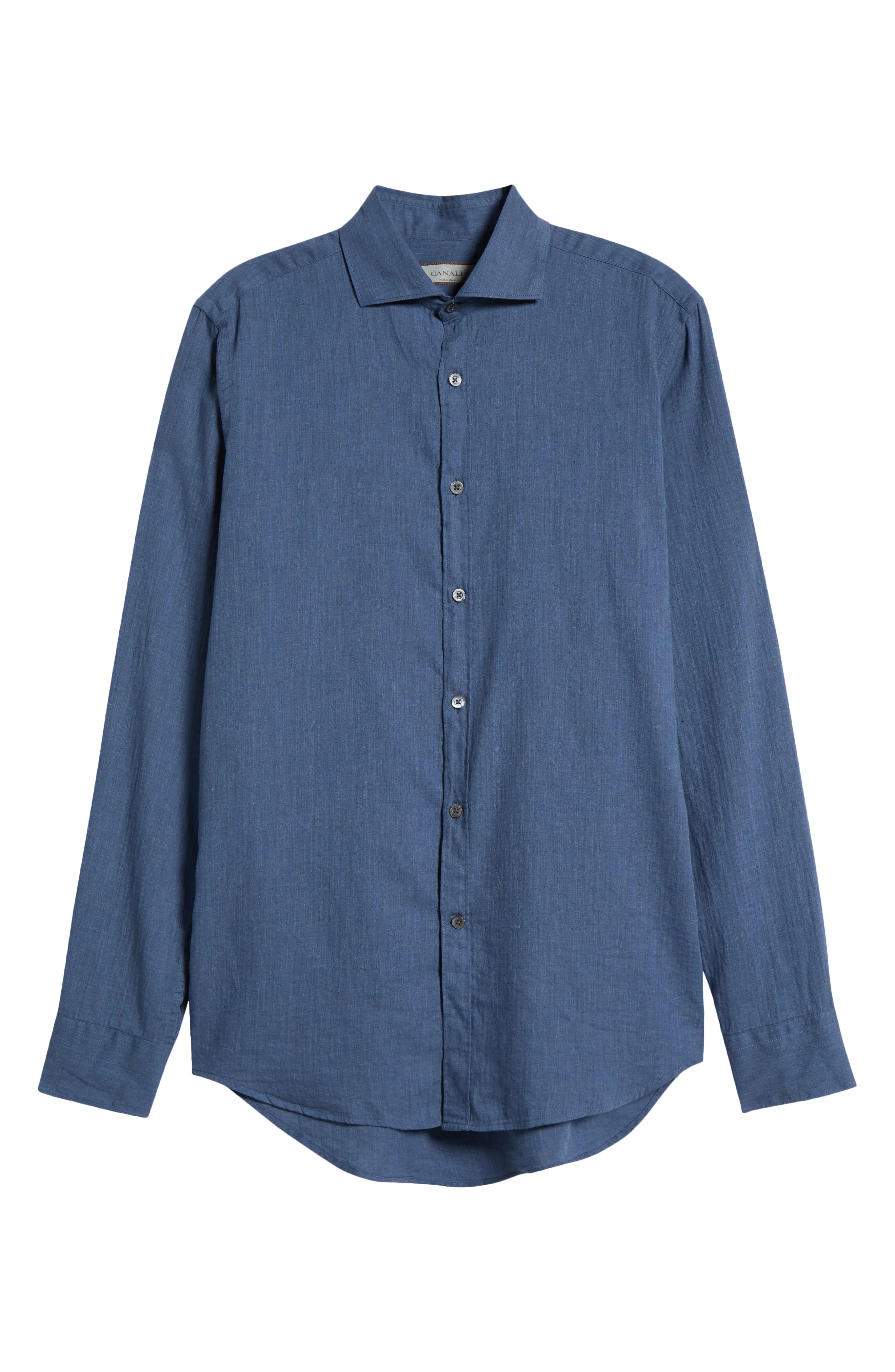 Solid Cotton Button-Up Shirt - 5