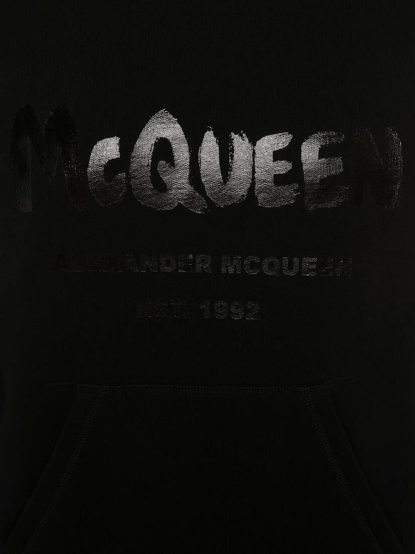 Mcqueen Graffiti Hooded Sweatshirt in Black - 5