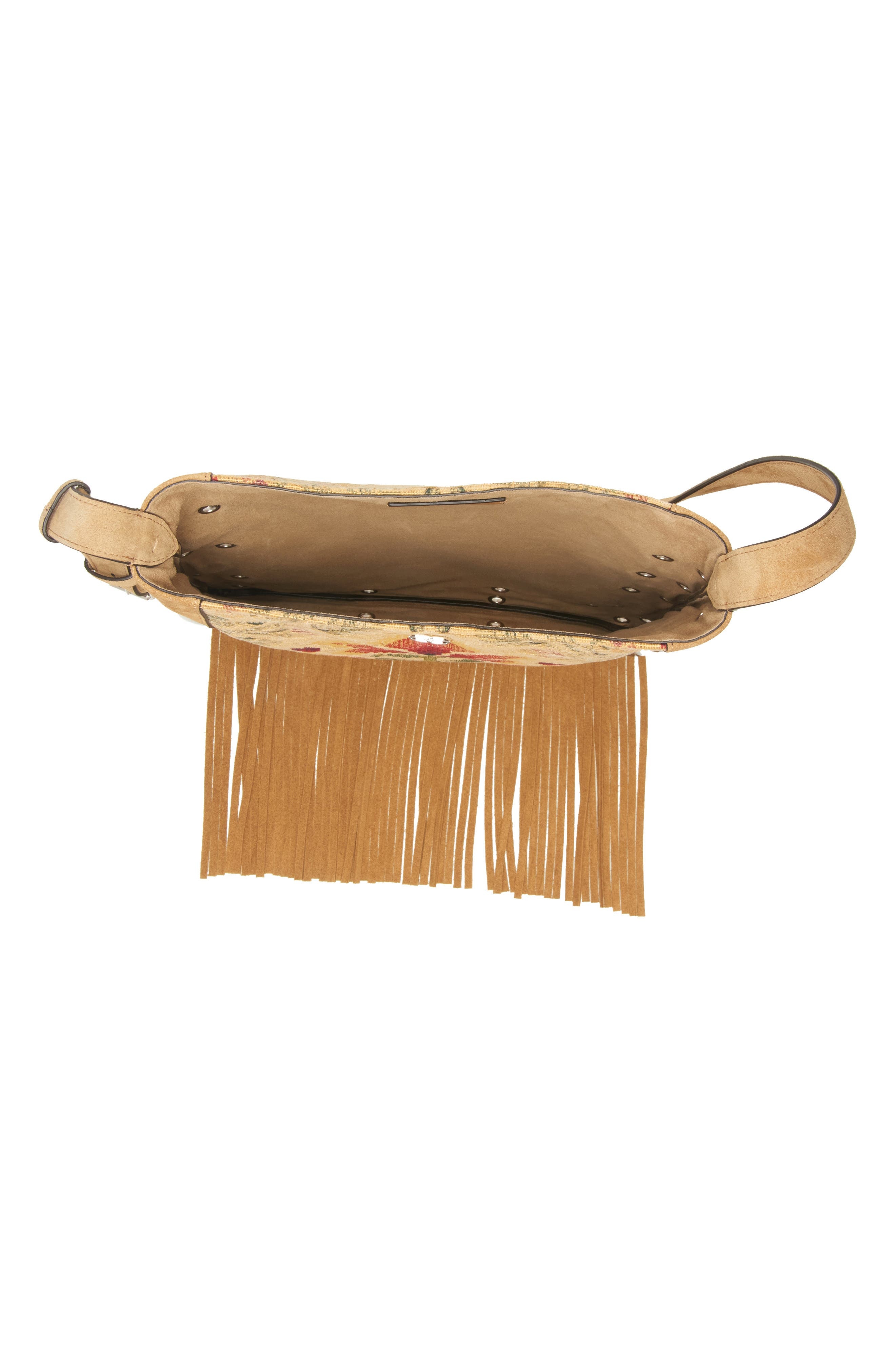 Valentino Garavani Nellcôte Embroidered Fringe Stud Crossbody Bag in Brown Multi at Nordstrom - 3