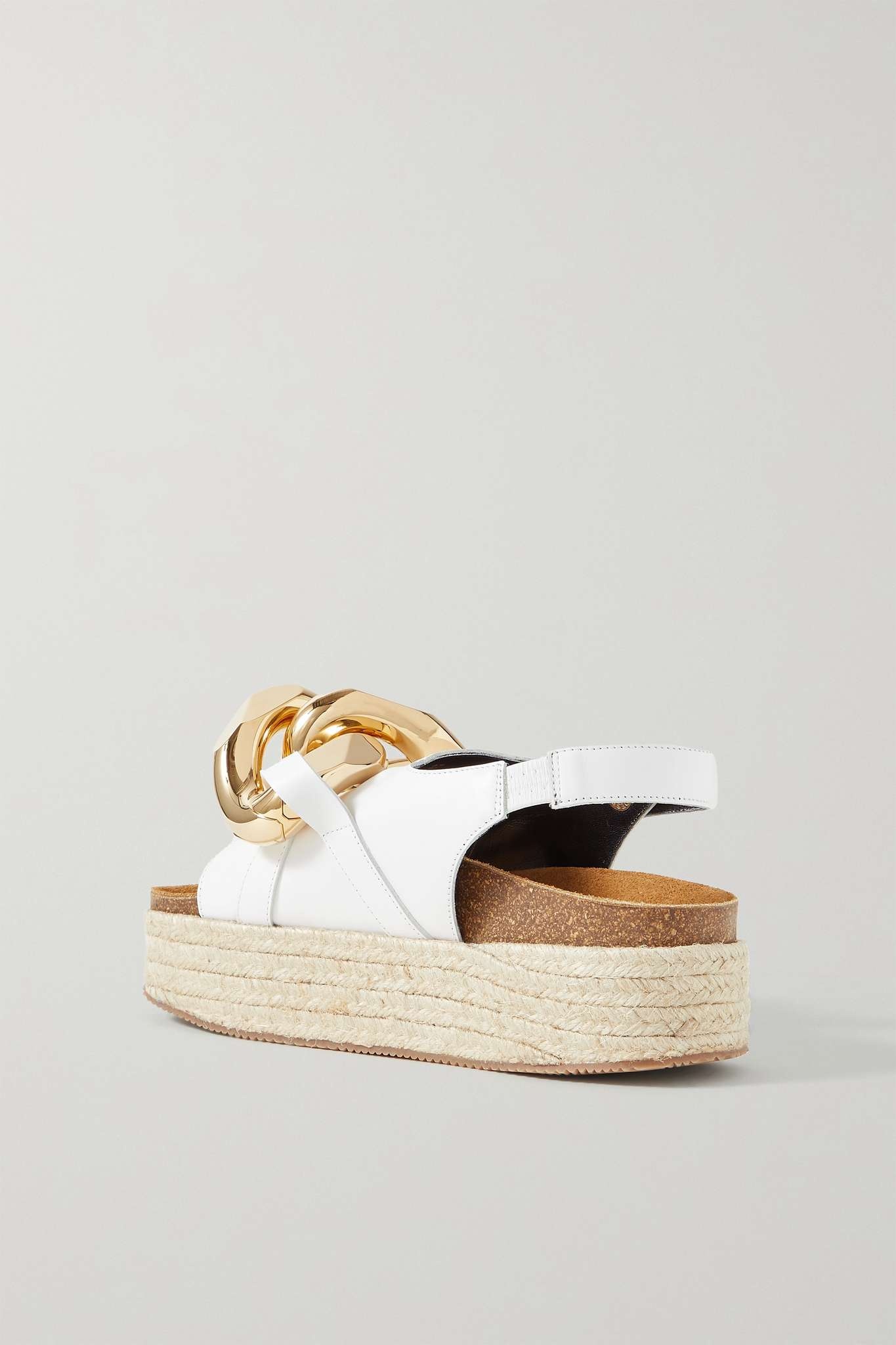 Chain-embellished leather espadrille platform sandals - 3