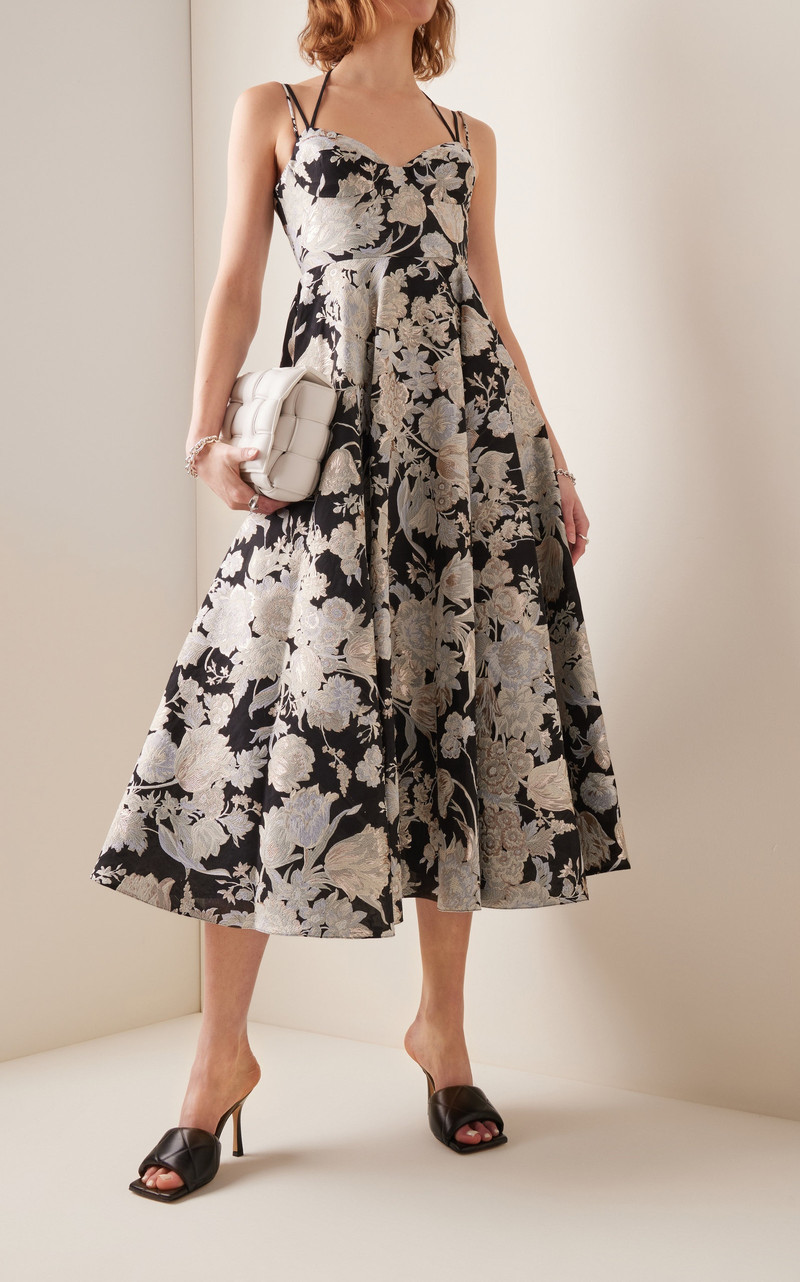 Rea Floral Fil Coupe Jacquard Midi Dress floral 4
