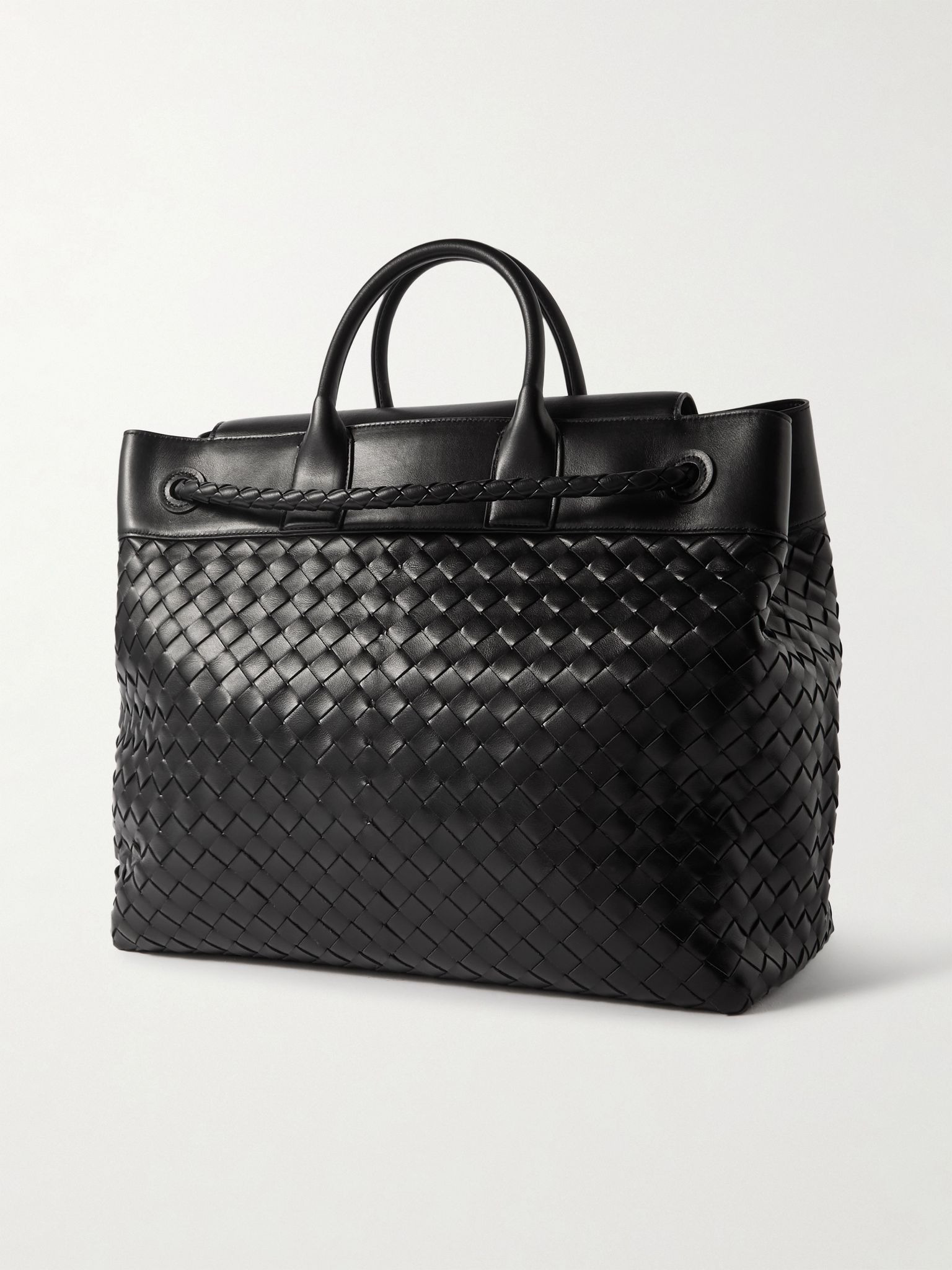 Andiamo Large Intrecciato Leather Messenger Bag Black - 3