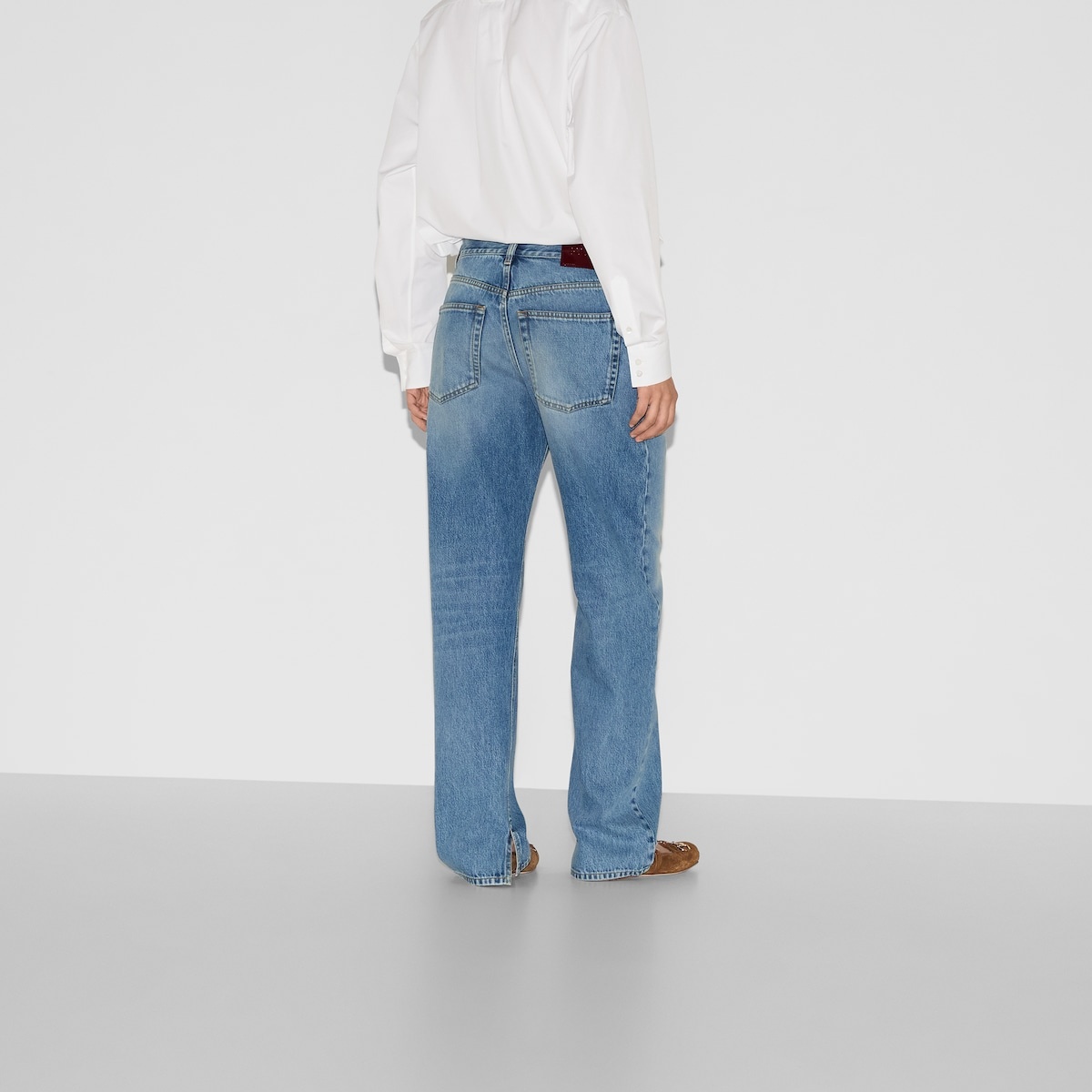 Denim pant with Gucci label - 4