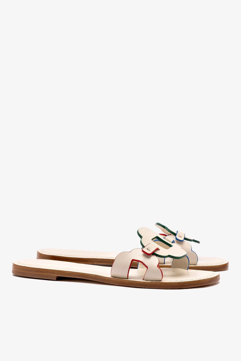 Margherita Slide In Ivory Leather 3