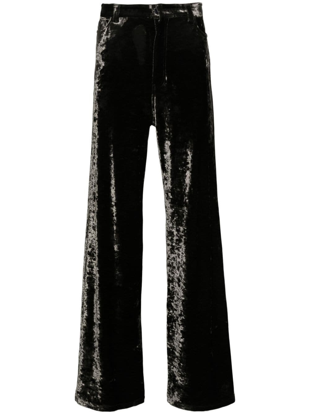 crushed-velvet straight trousers - 1