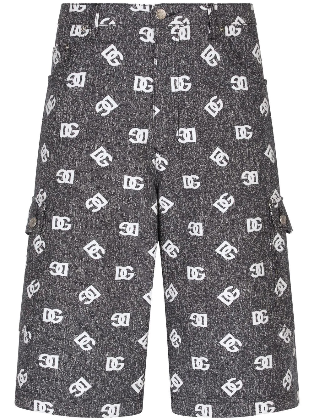 logo-print denim cargo shorts - 1