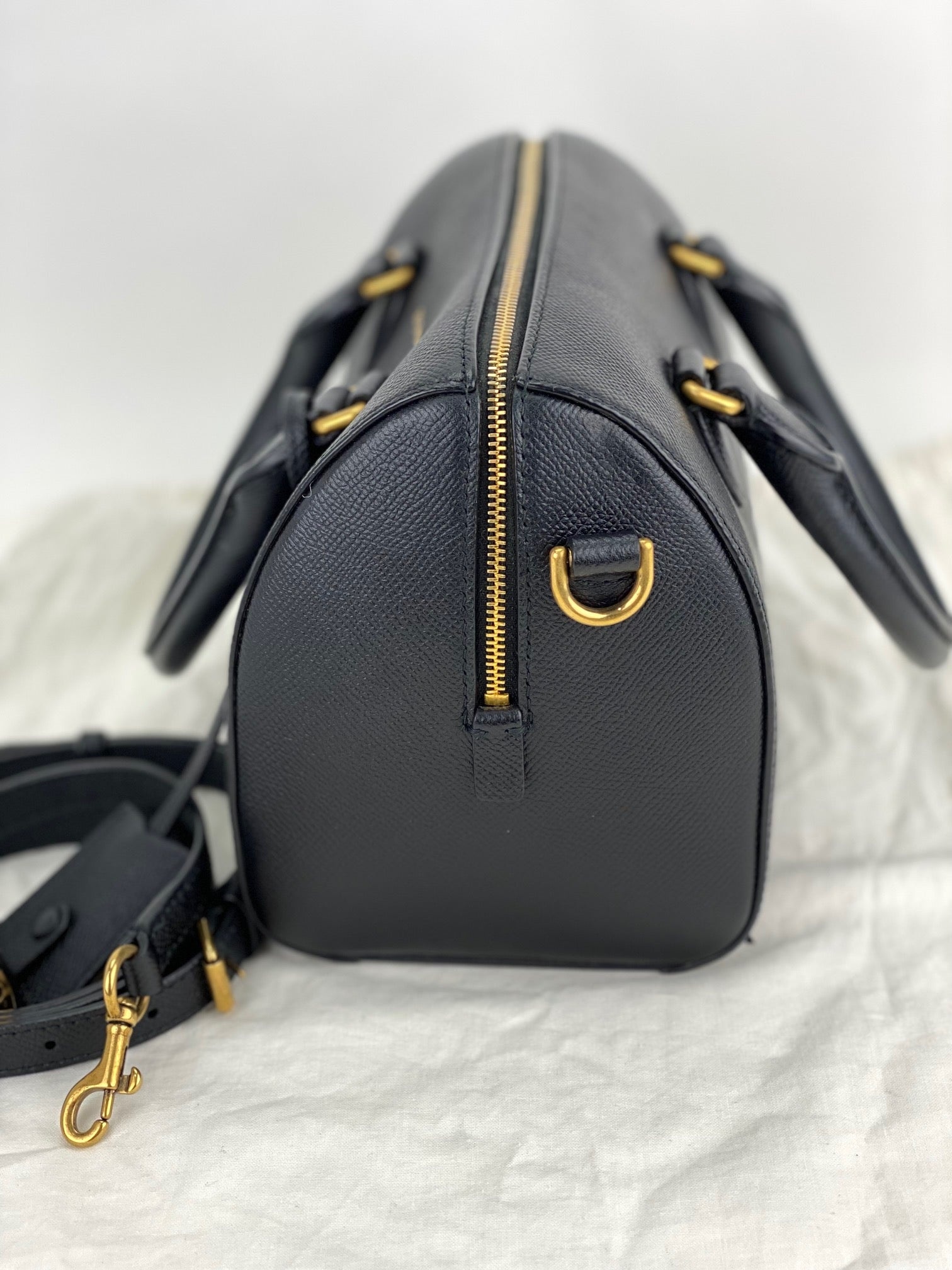 Balenciaga Ville Bowling Small Black Grained Leather Satchel Crossbody Bag preowned - 6