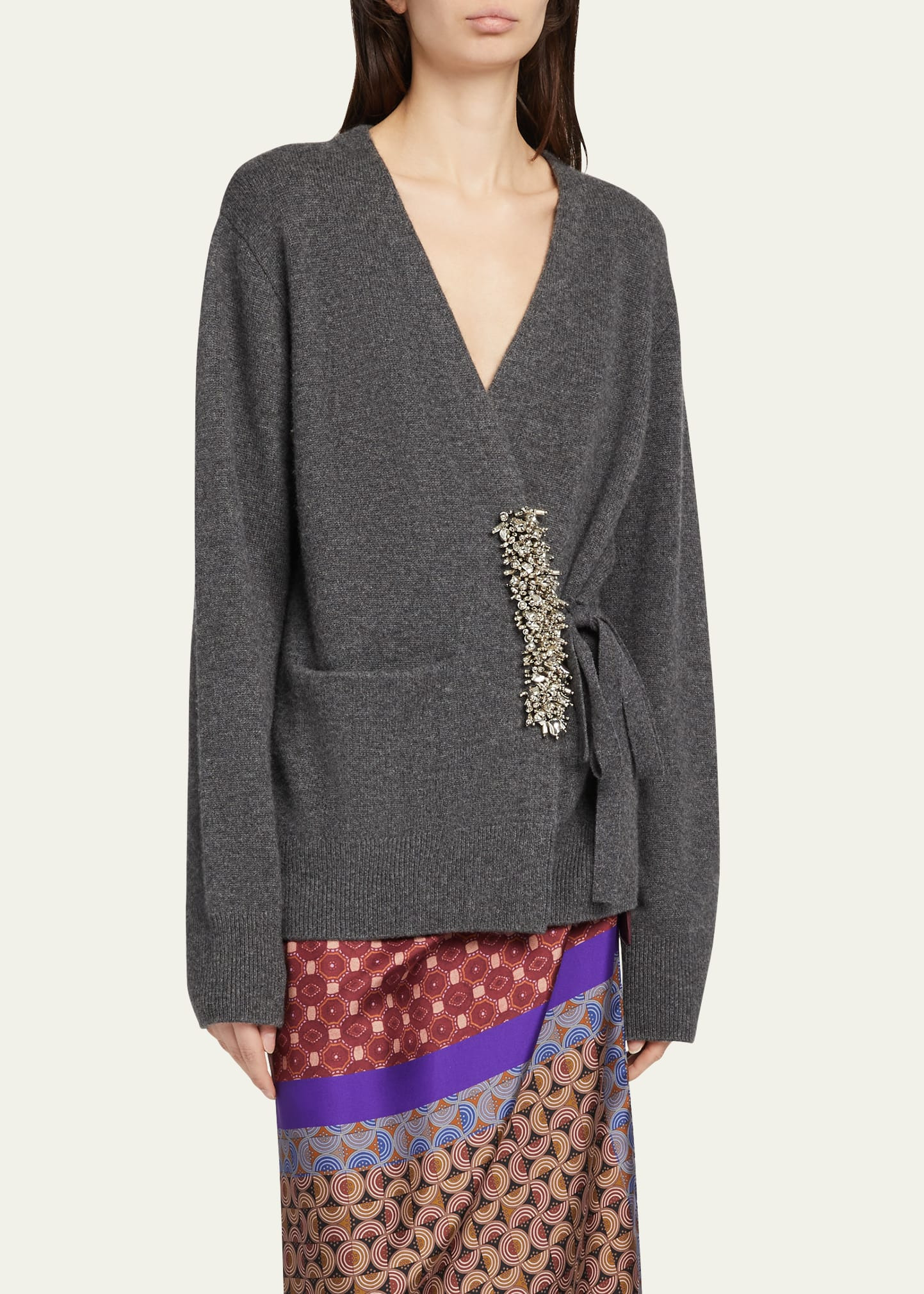Tiah Beaded Cashmere Wrap Cardigan - 4