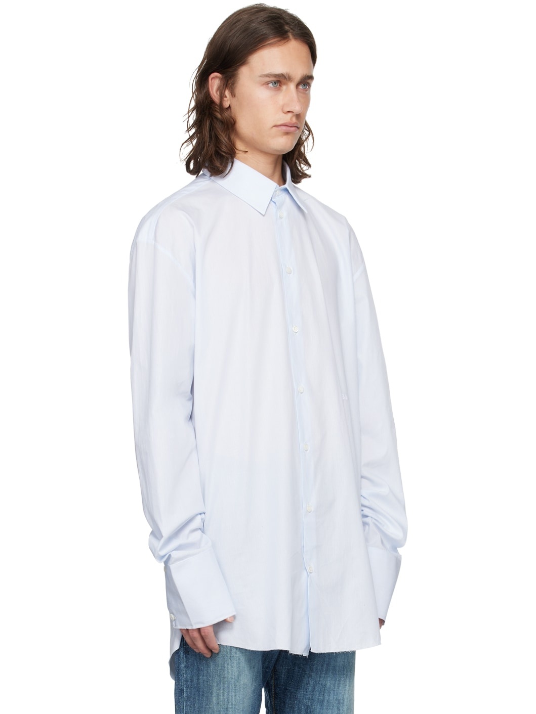 White & Blue Pinstripe Shirt - 2