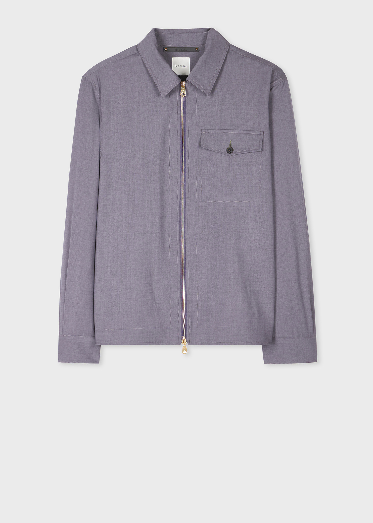 Lavender Overdyed Melange Wool Zip Jacket - 1