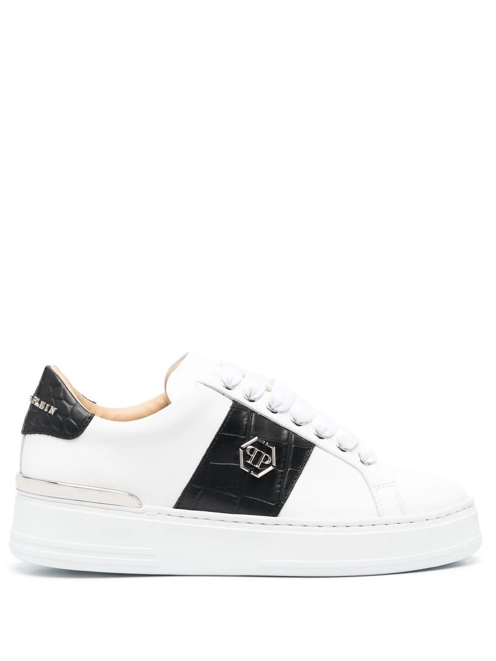 leather logo-plaque sneakers - 1