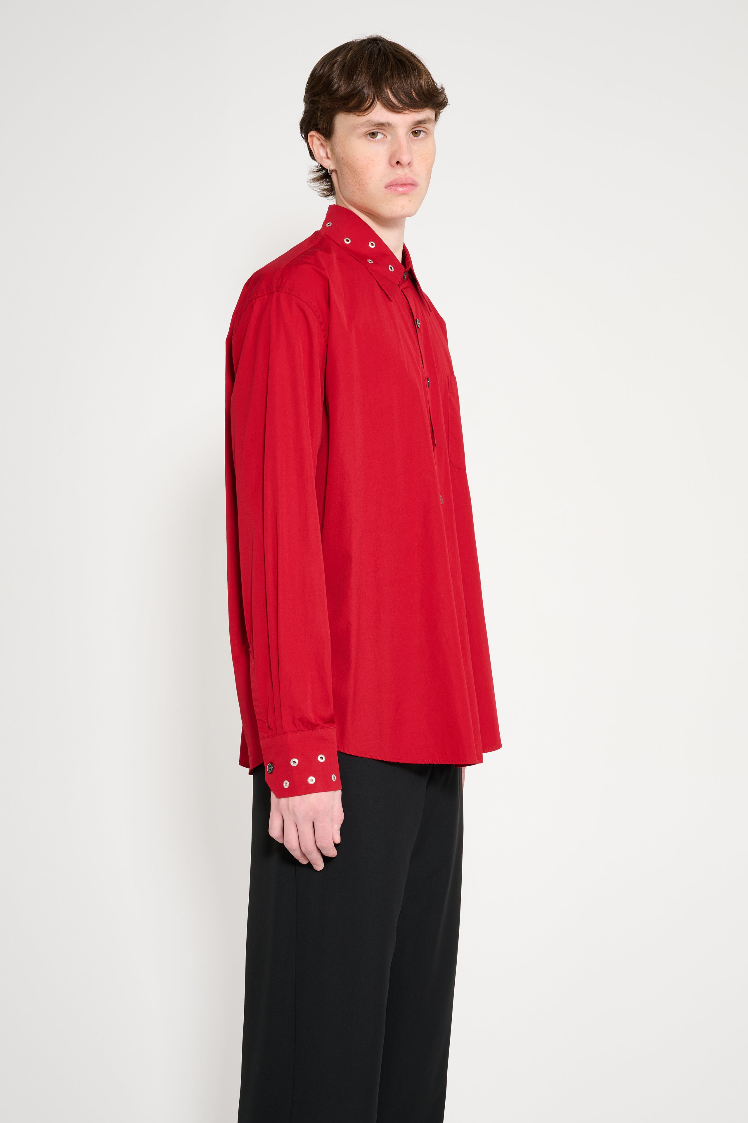 OUR LEGACY ABOVE SHIRT LIPSTICK RED SUPER POPLIN - 4