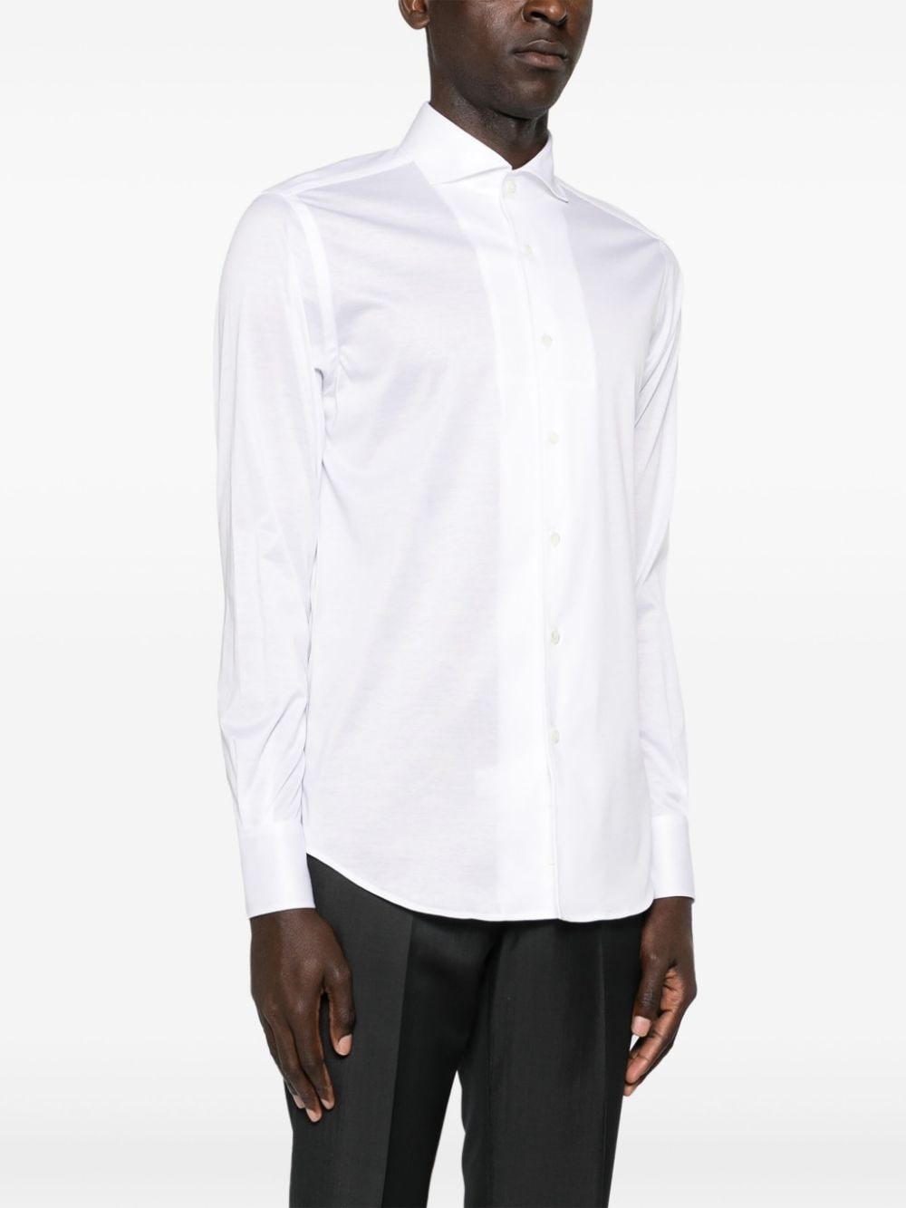 spread-collar cotton shirt - 3