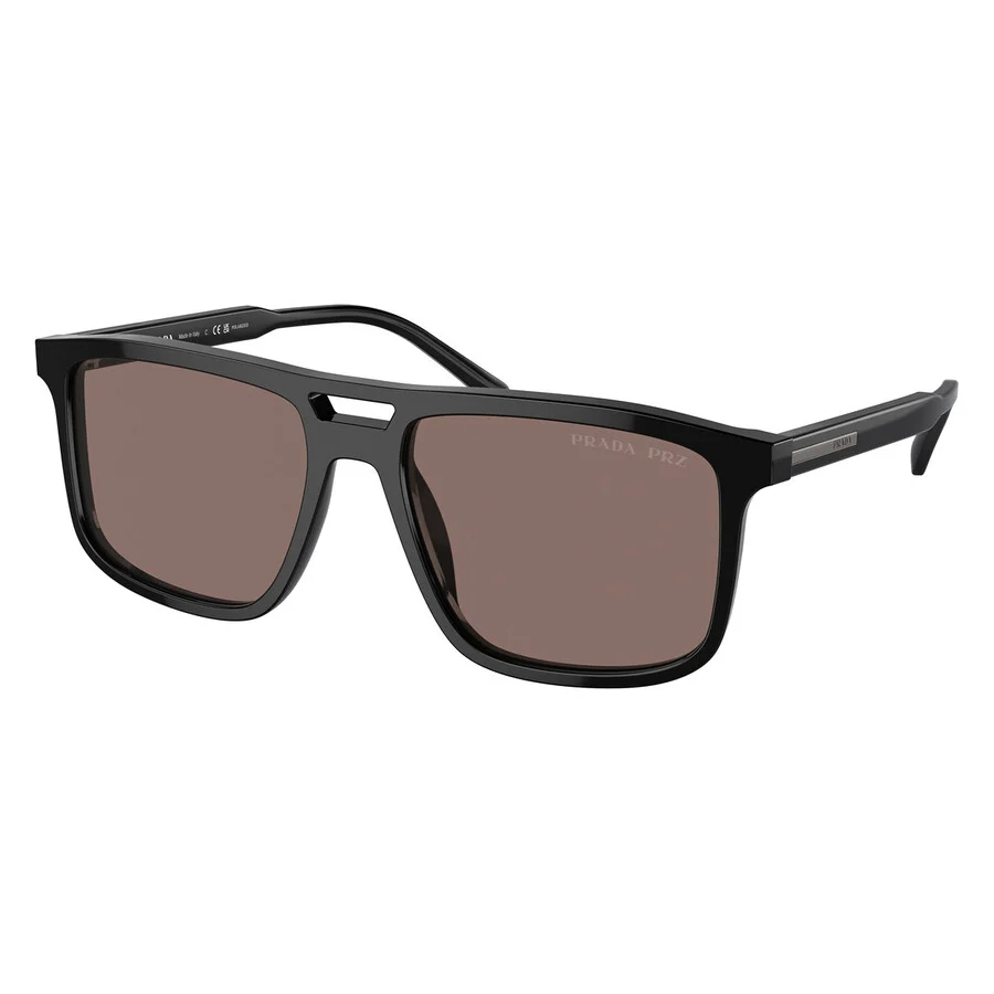 Prada Polarized Brown Square Men's Sunglasses PR A22S 16K30H 58 - 1