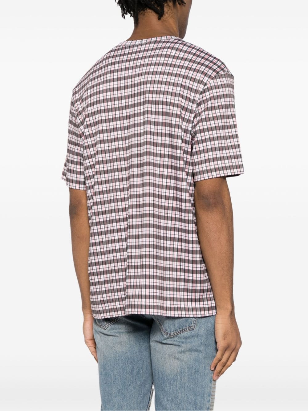 logo-print checked T-shirt - 4