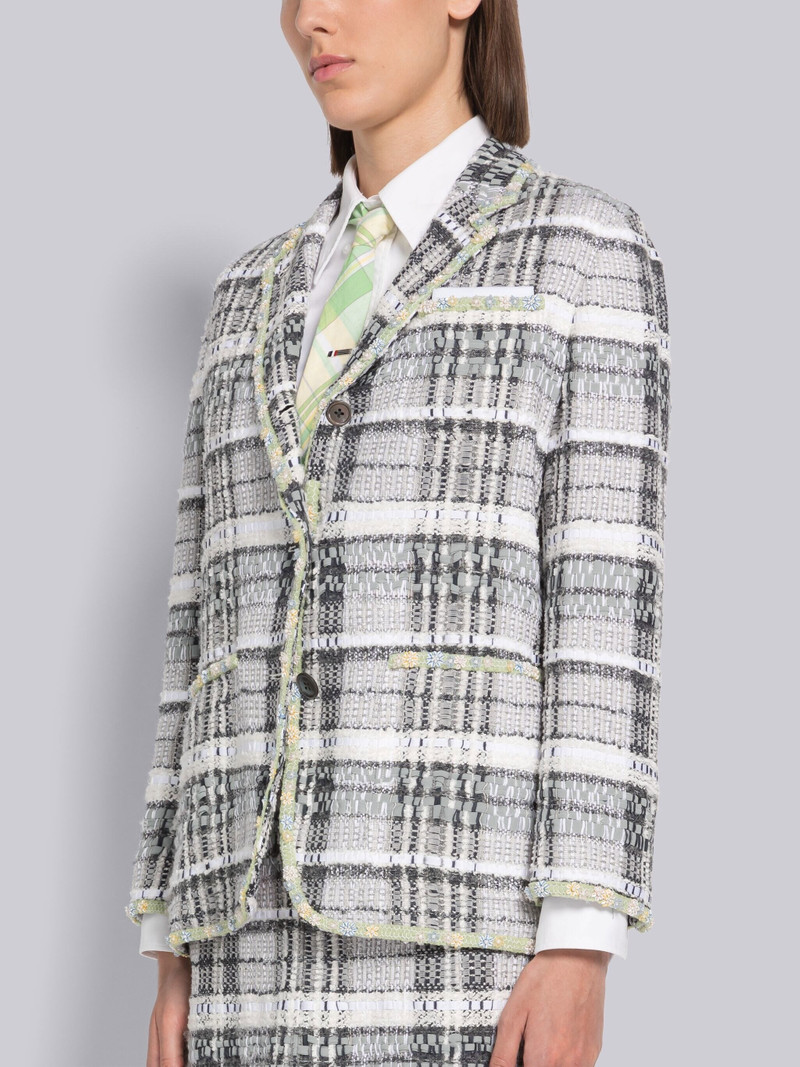 Thom Browne Chenille Madras Tweed Pearl Sack Sport Coat outlook