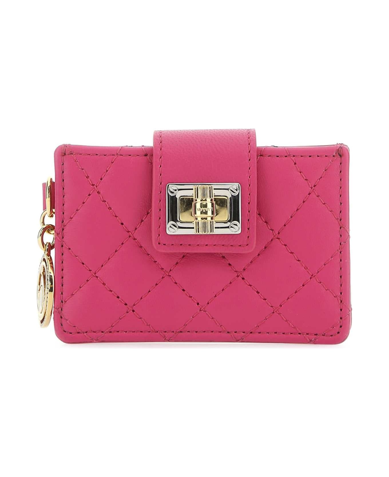 Fuchsia Leather Card Holder - 1