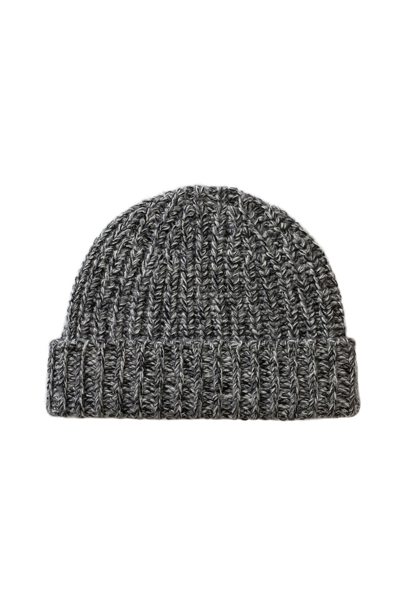 Half Cardigan Stich Grey Cashmere Beanie 1