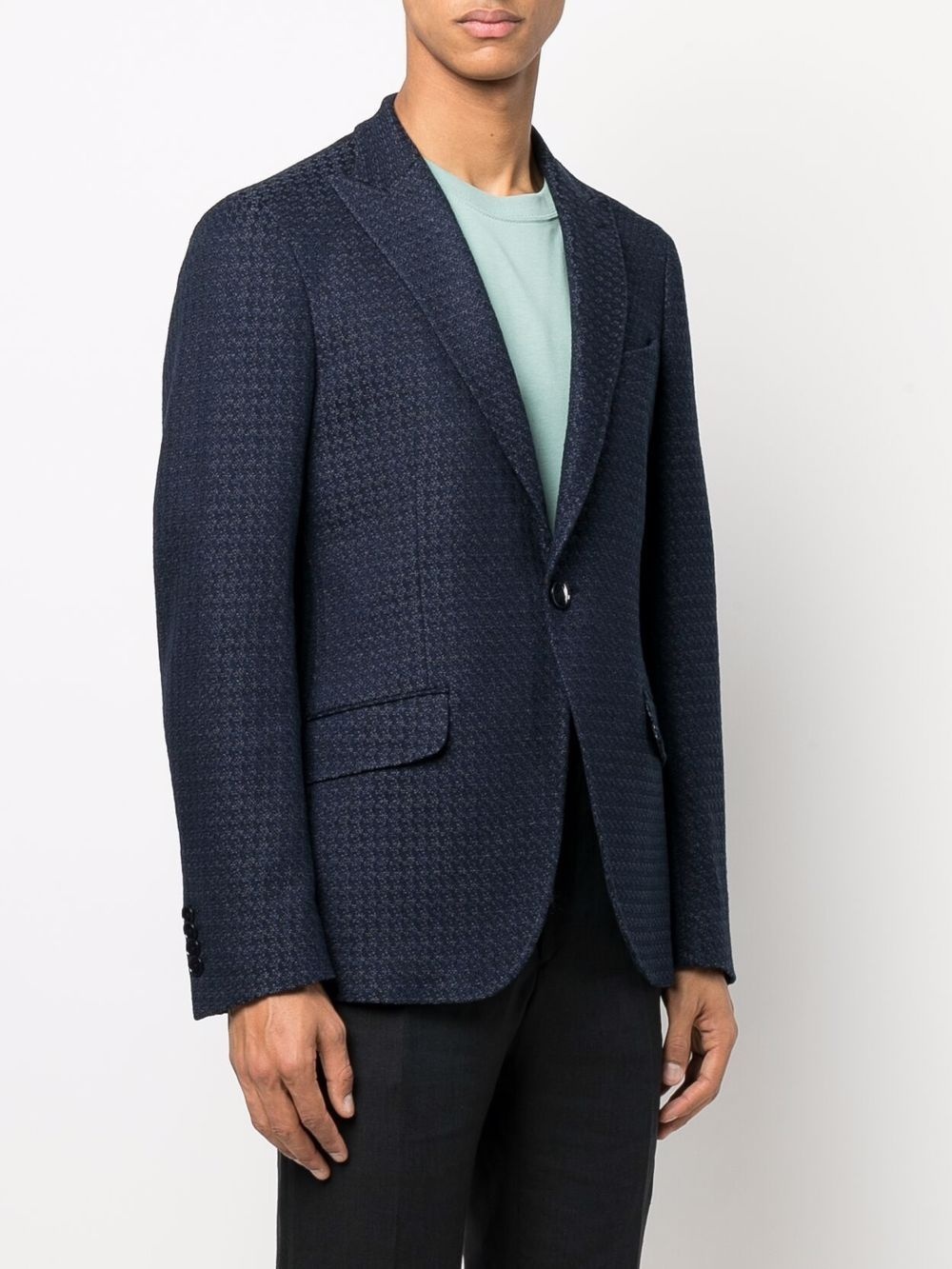 checked single-breasted blazer - 3