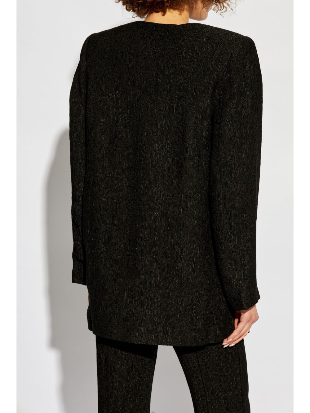 textured collarless jacket - 4