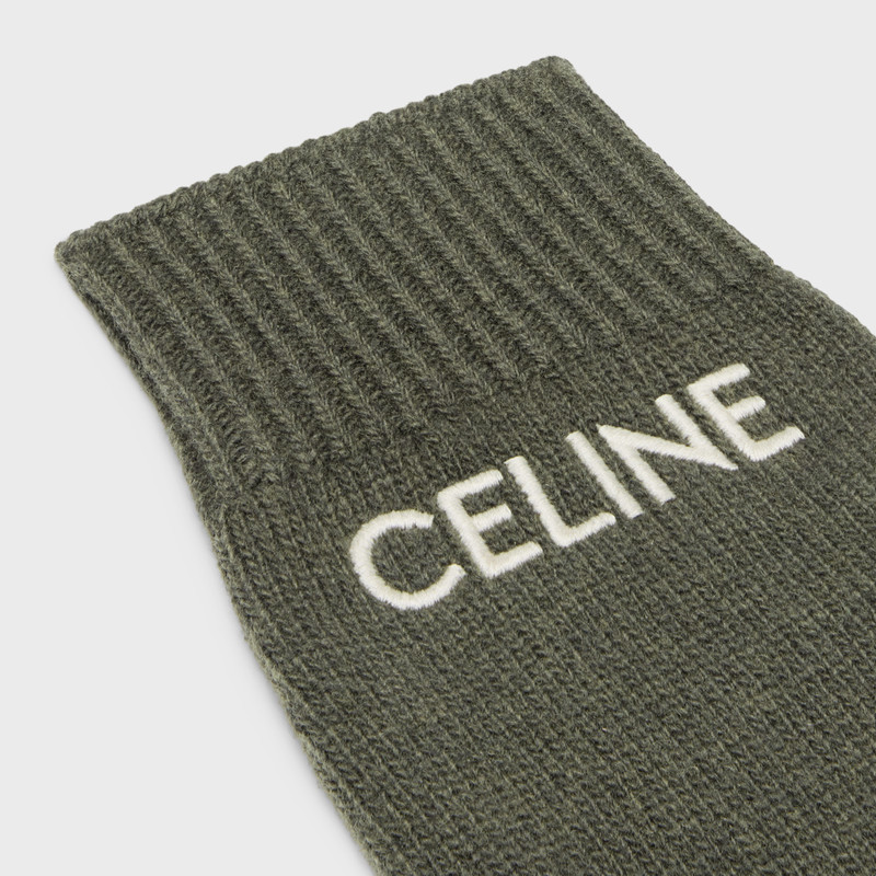CELINE EMBROIDERED GLOVES IN RIBBED WOOL 3