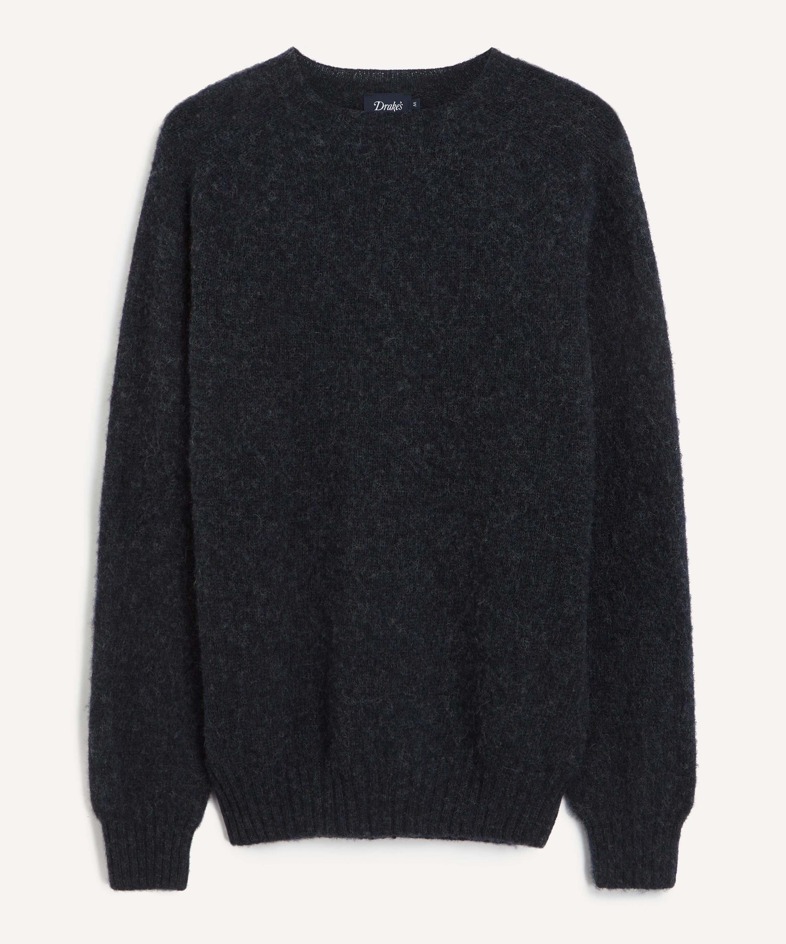 Charcoal Brushed Shetland Crew Neck Jumper - 1