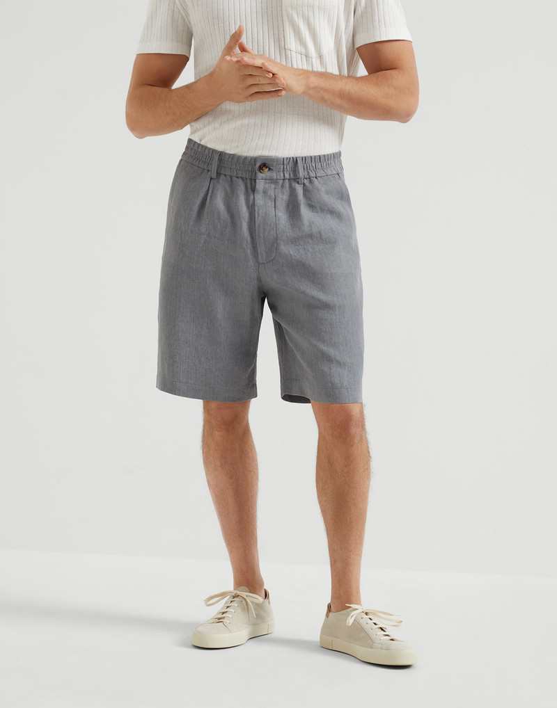 Lightweight linen Bermuda shorts with elasticated waistband 1