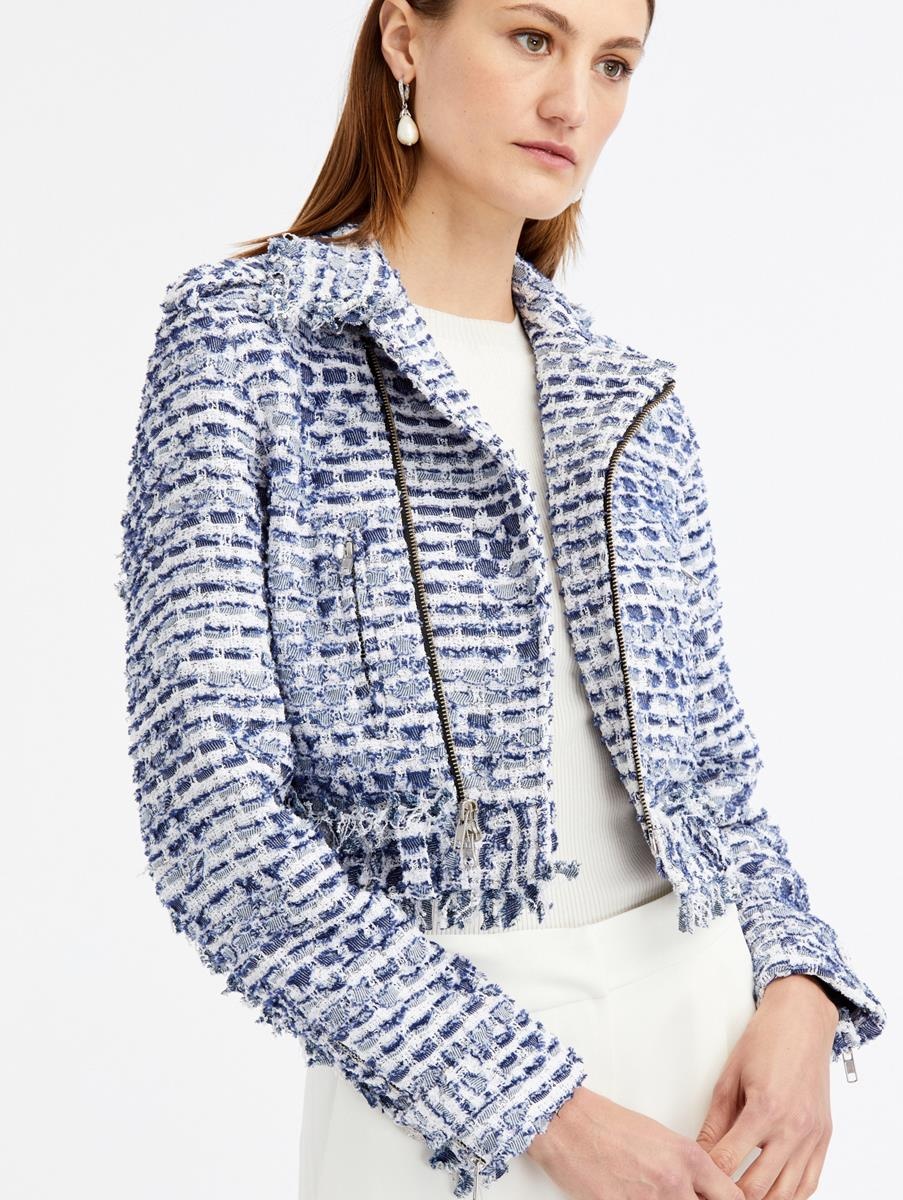 DENIM TWEED BIKER JACKET - 4