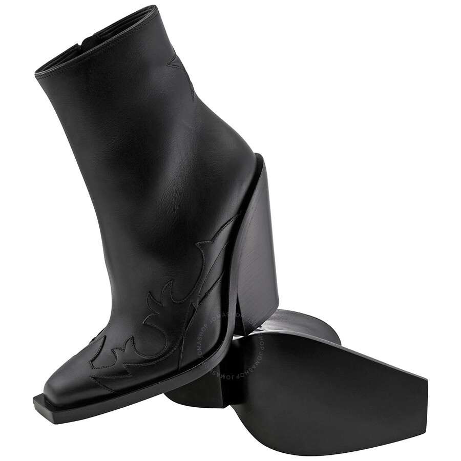 Burberry Ladies Black Star Detail Leather Block-Heel Ankle Boots - 2
