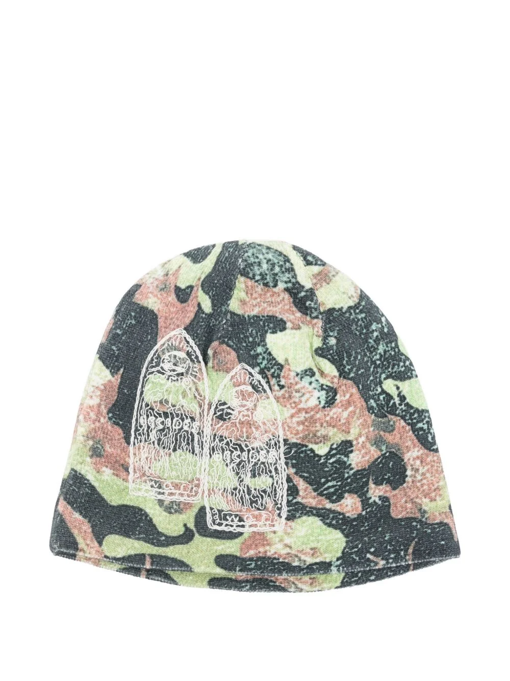 Flame camouflage embroidered beanie hat - 1