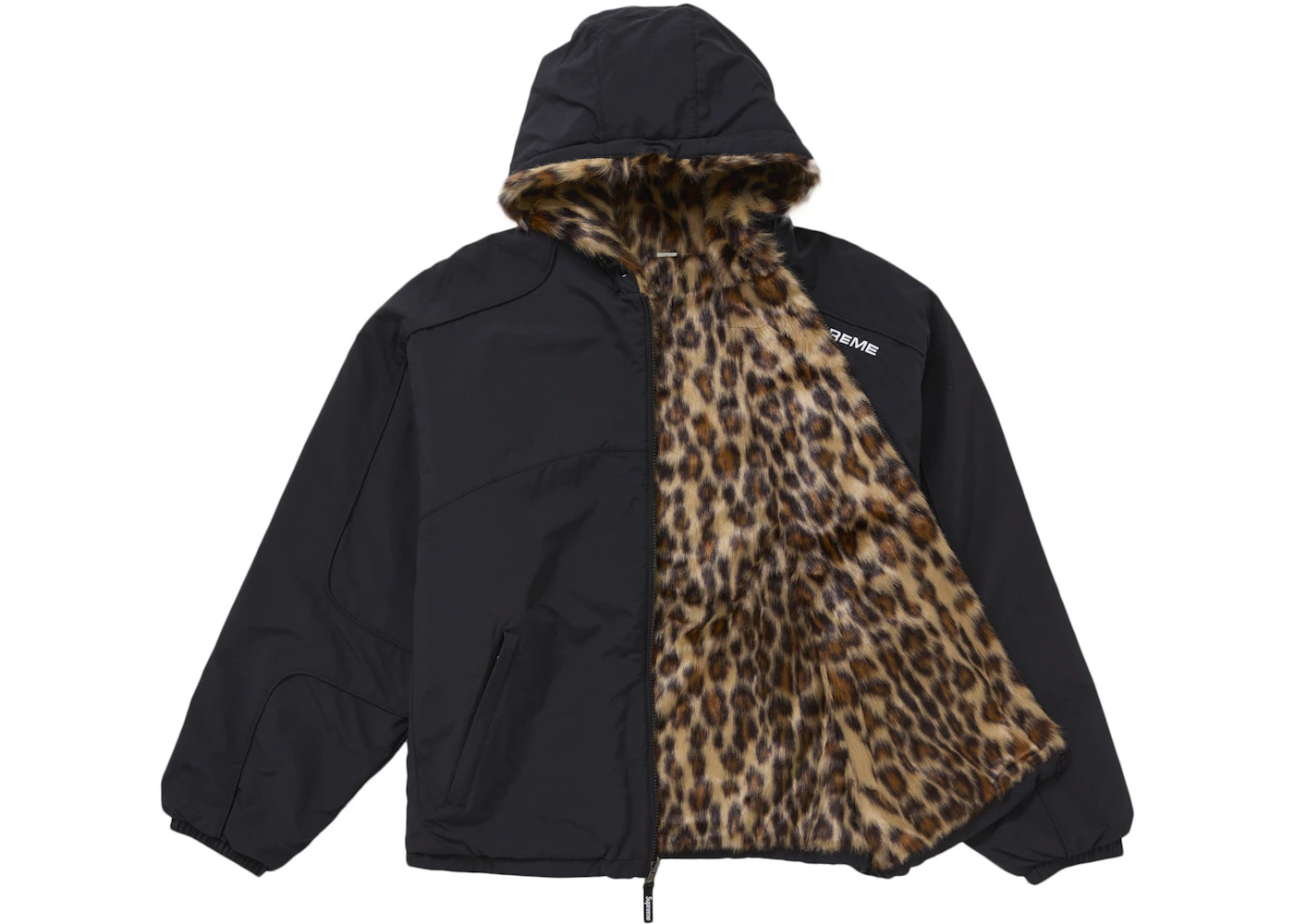 Supreme Faux Fur Reversible Hooded Track Jacket Black - 3