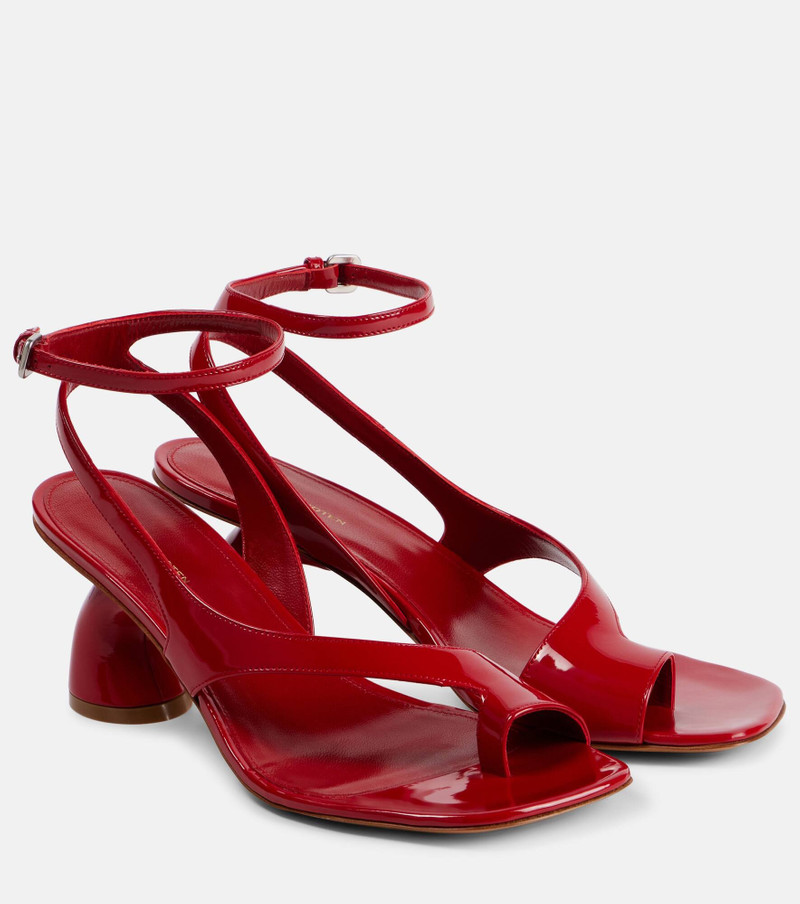 Asymmetric patent leather sandals 1