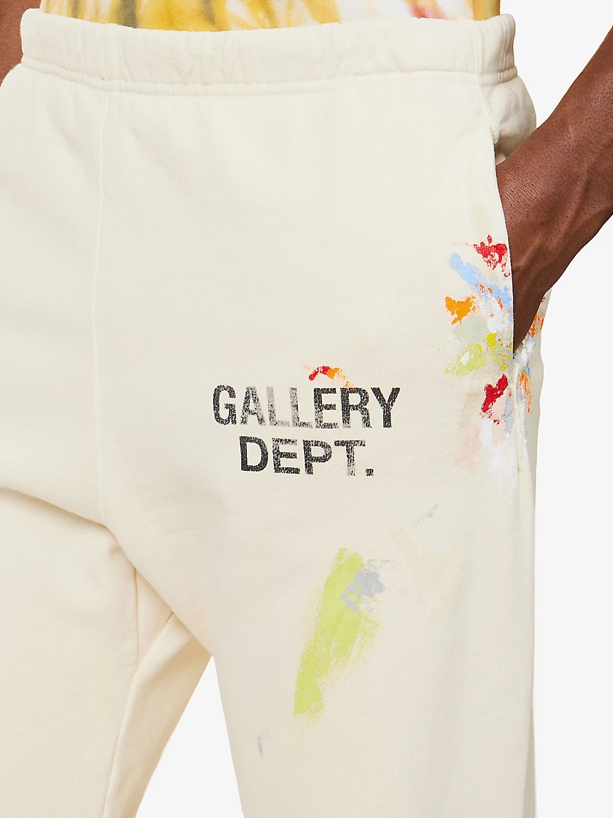Branded paint-print cotton-jersey jogging bottoms - 5