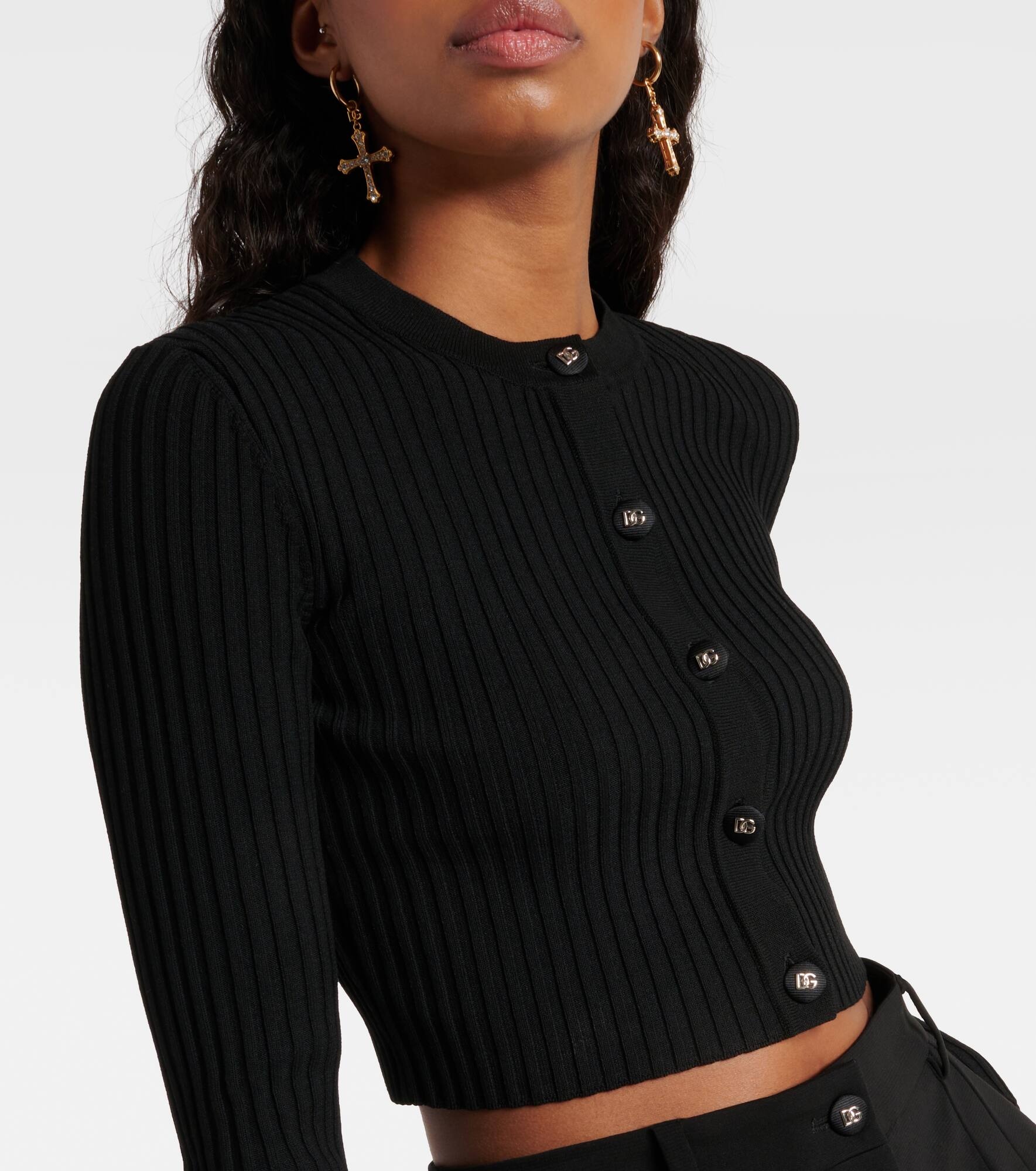 Ribbed-knit cropped cardigan - 4