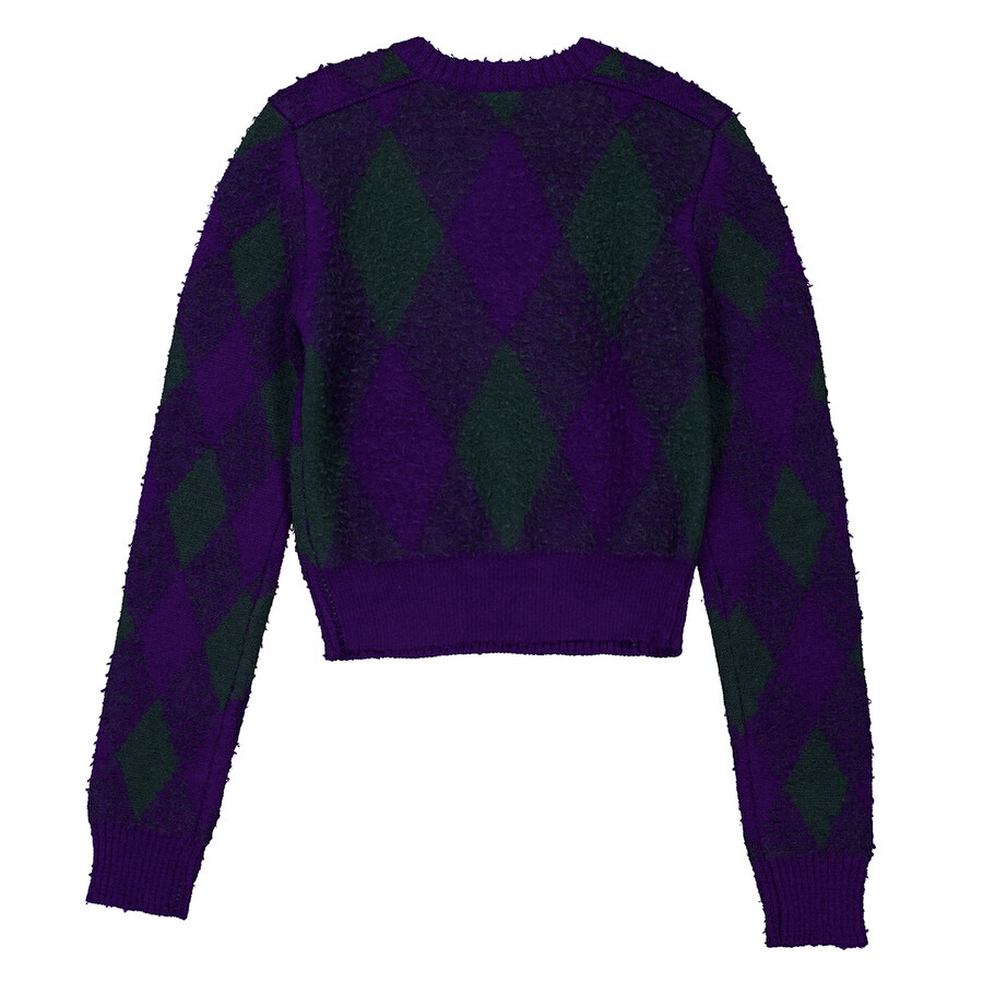 Burberry Argyle-Knit Long Sleeve Cropped Jumper - 7