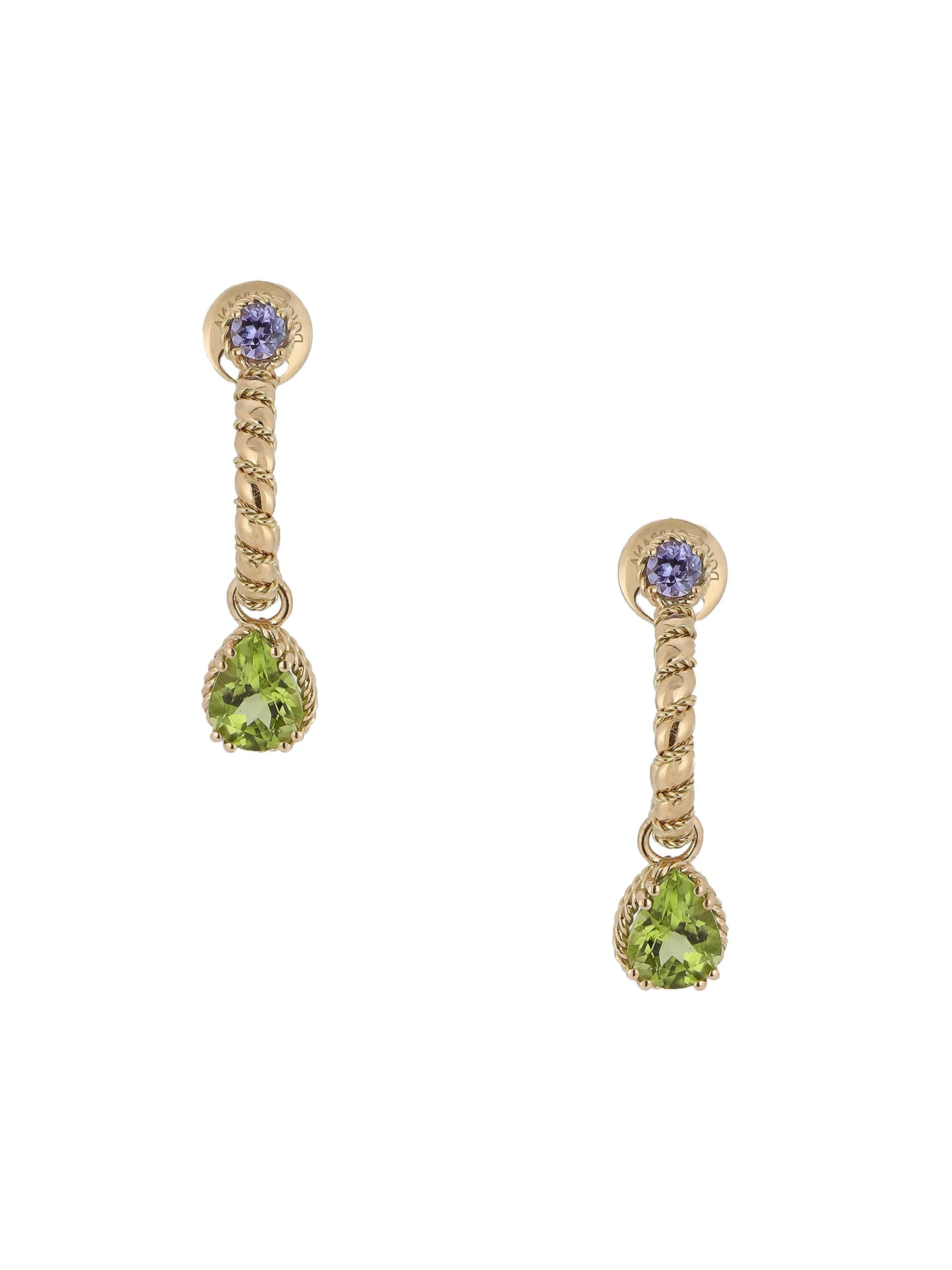 Women's 18K Yellow Gold, Tanzanite & Peridot Drop Earrings - Yellow Gold - 1