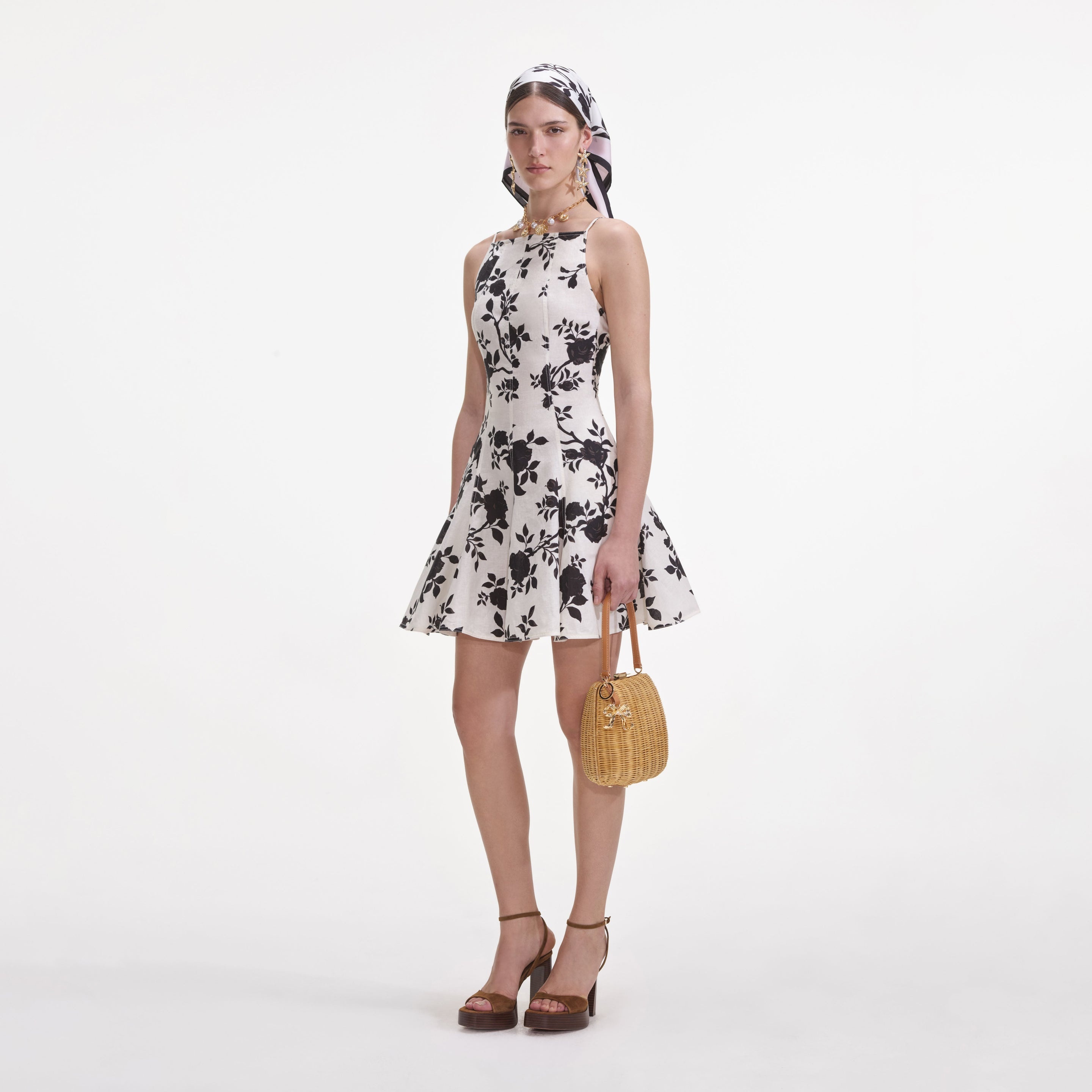 Floral Print Linen Mini Dress - 2