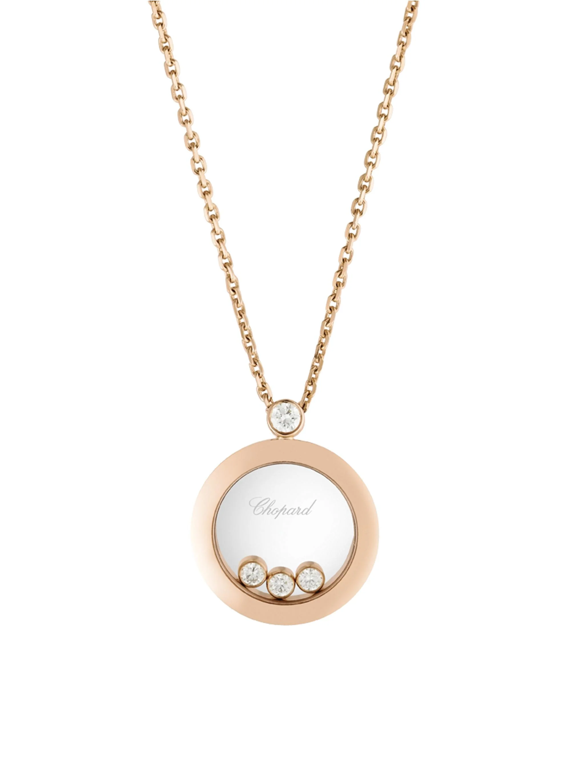 Happy Diamonds 18K Rose Gold & Diamond Round Pendant Necklace - Rose Gold - 1