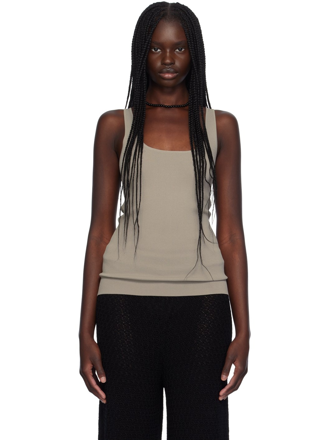 Taupe Scoop Neck Tank Top - 1