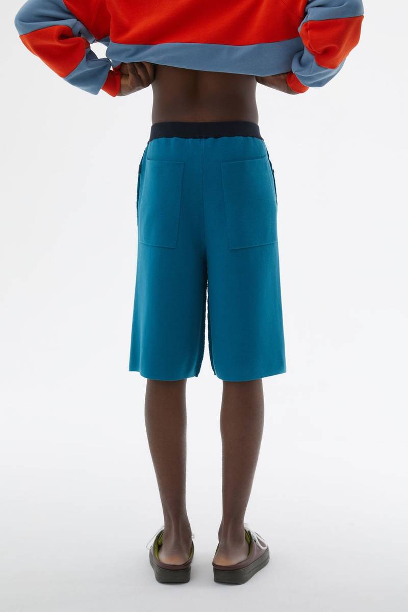 PETROL GREEN KNIT SHORTS 4