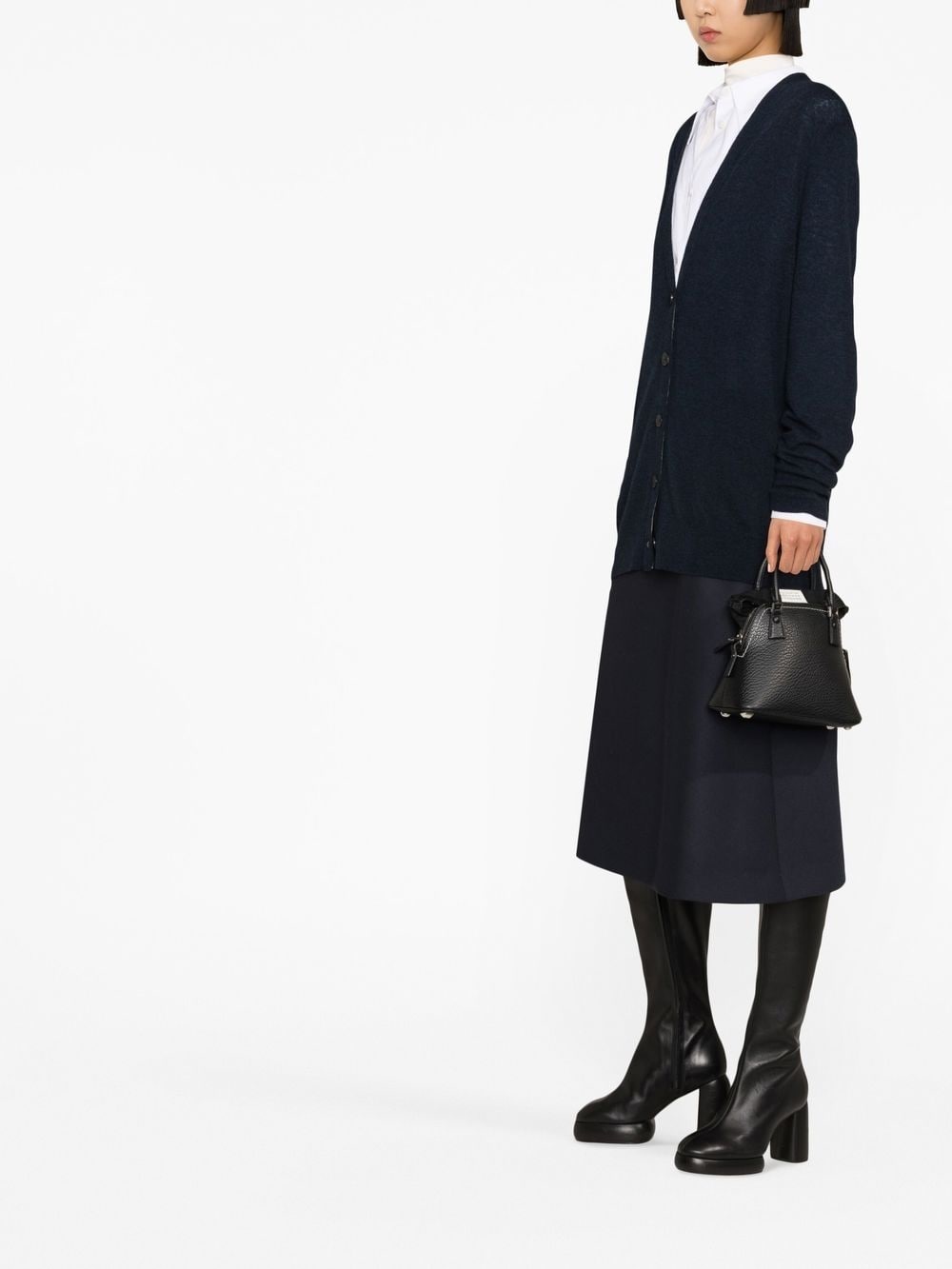 V-neck long-sleeve cardigan - 4