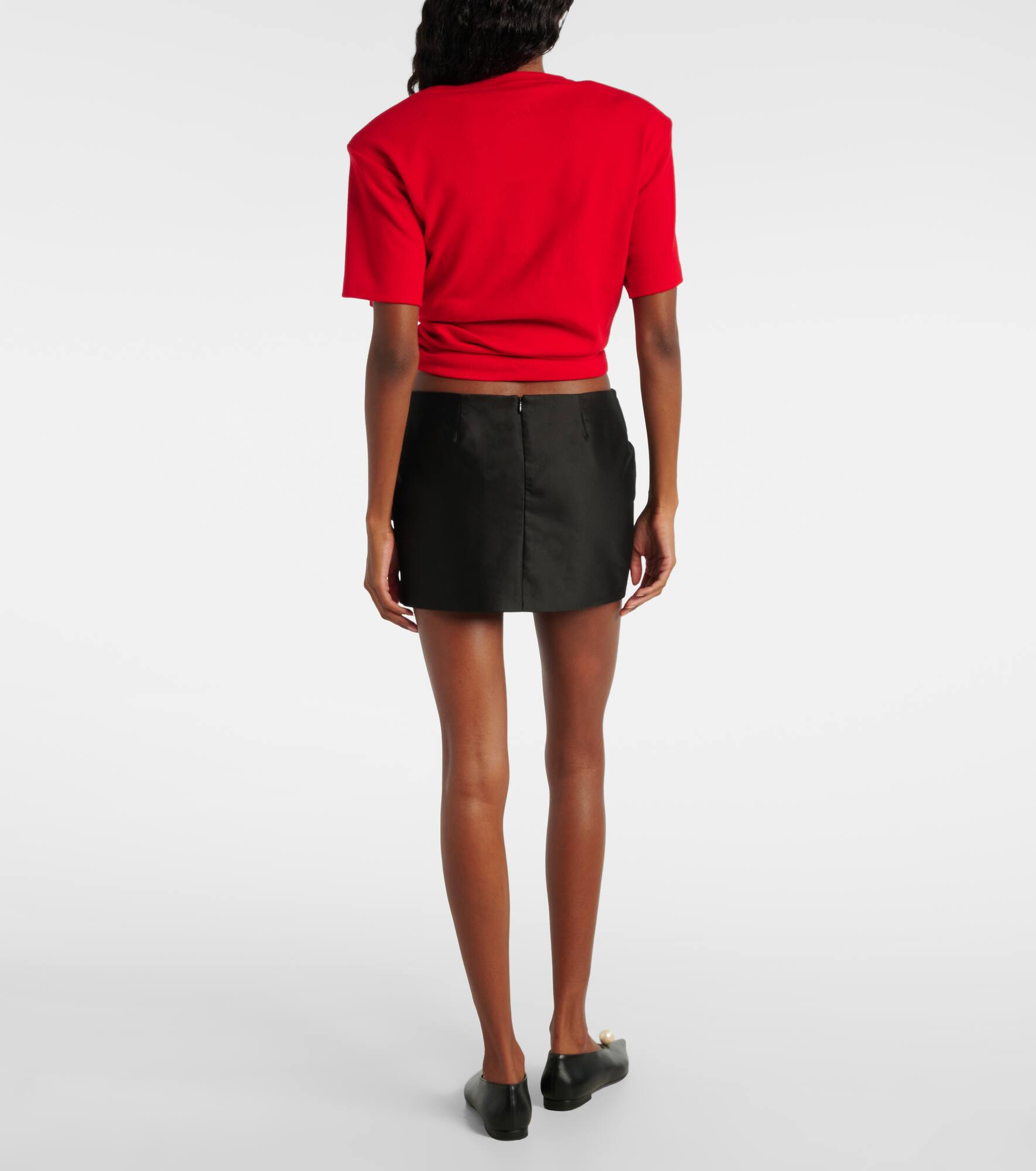 Floral-appliqué cotton miniskirt - 3