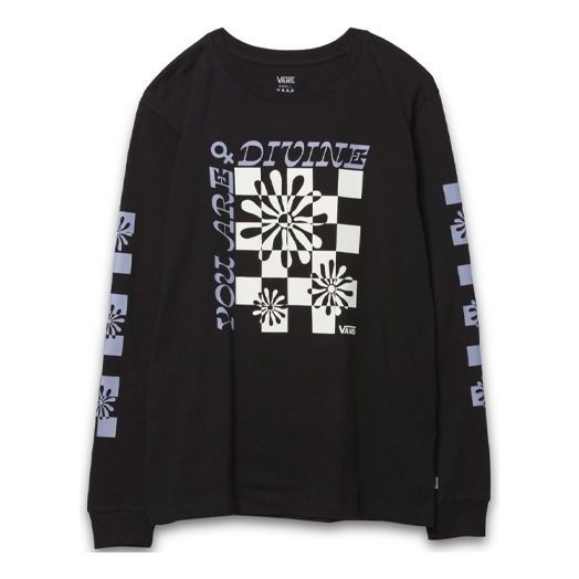 (WMNS) Vans Divine Energy Long Sleeve Boyfriend T-shirt 'Black' VN0A7RLUBLK - 1