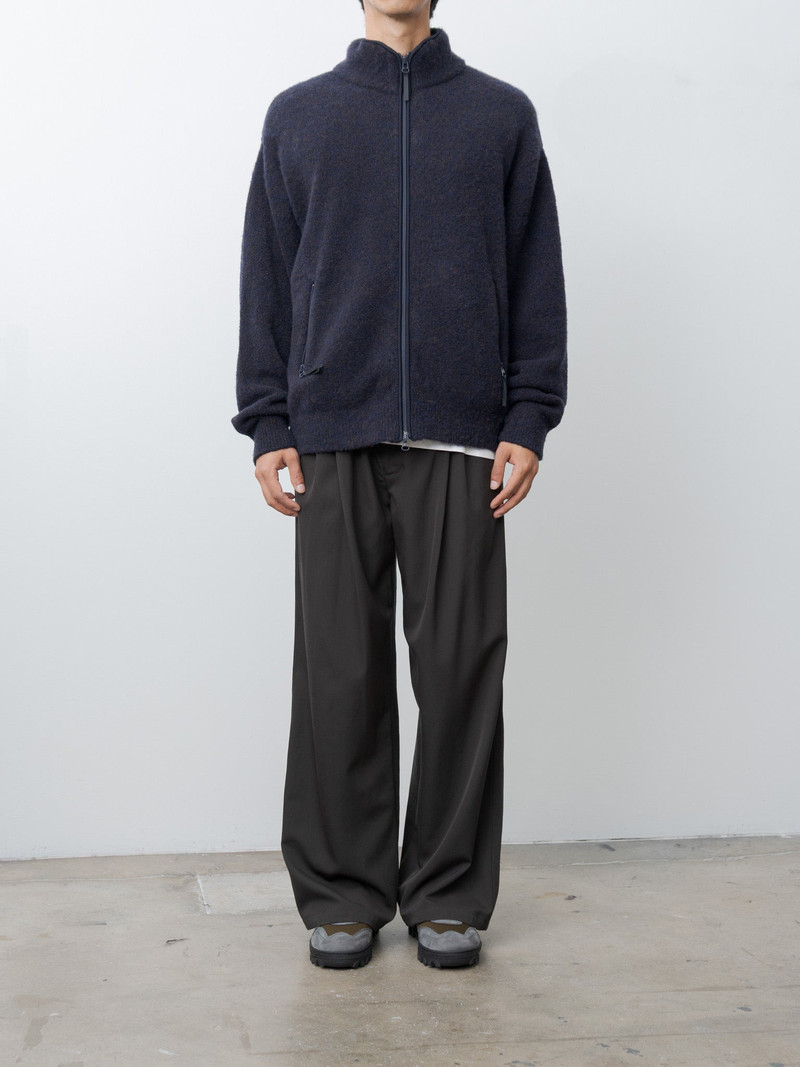 YOKE Boucle Knit Zip Jacket - Navy outlook