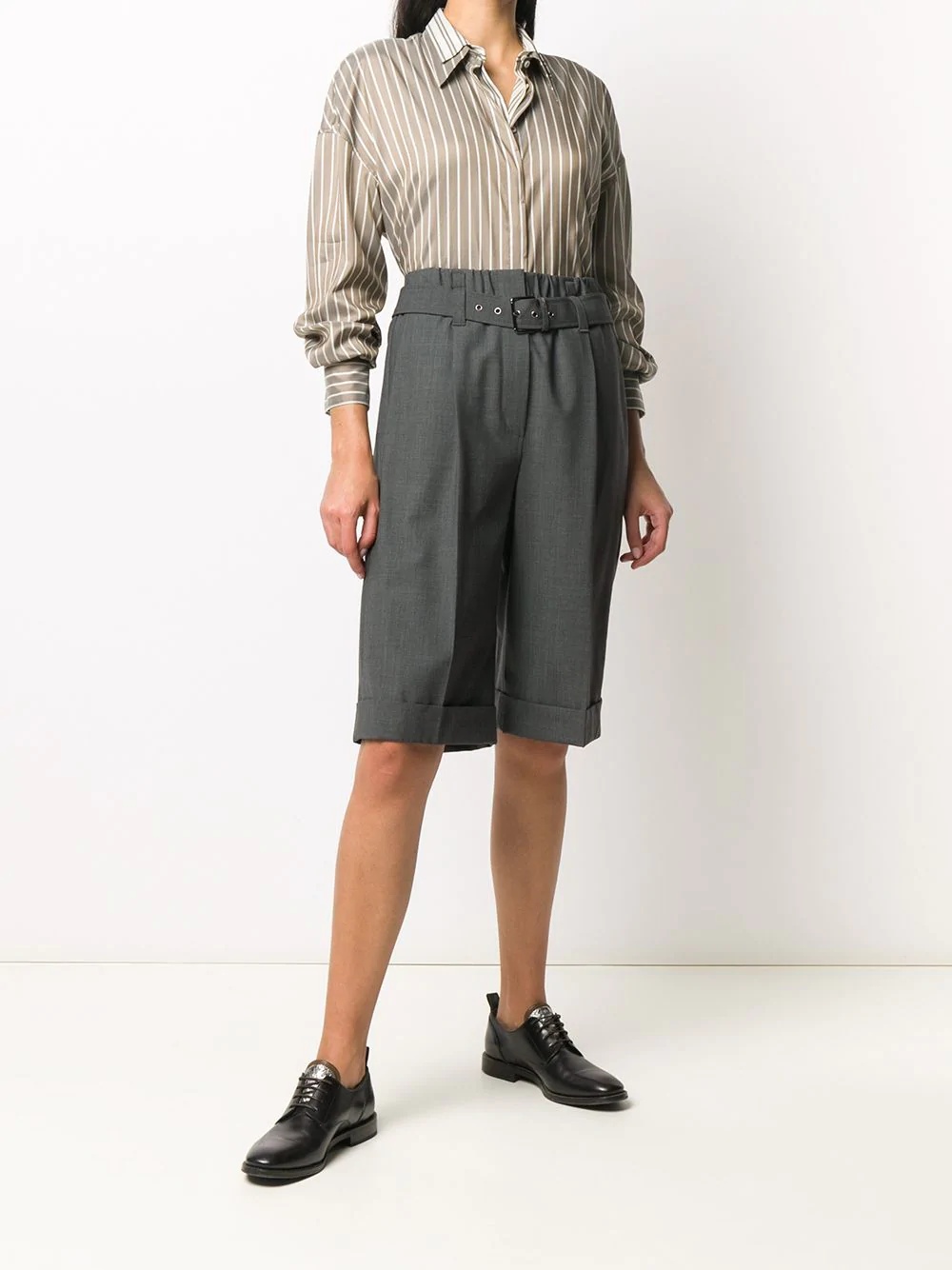 belted knee-length shorts - 2