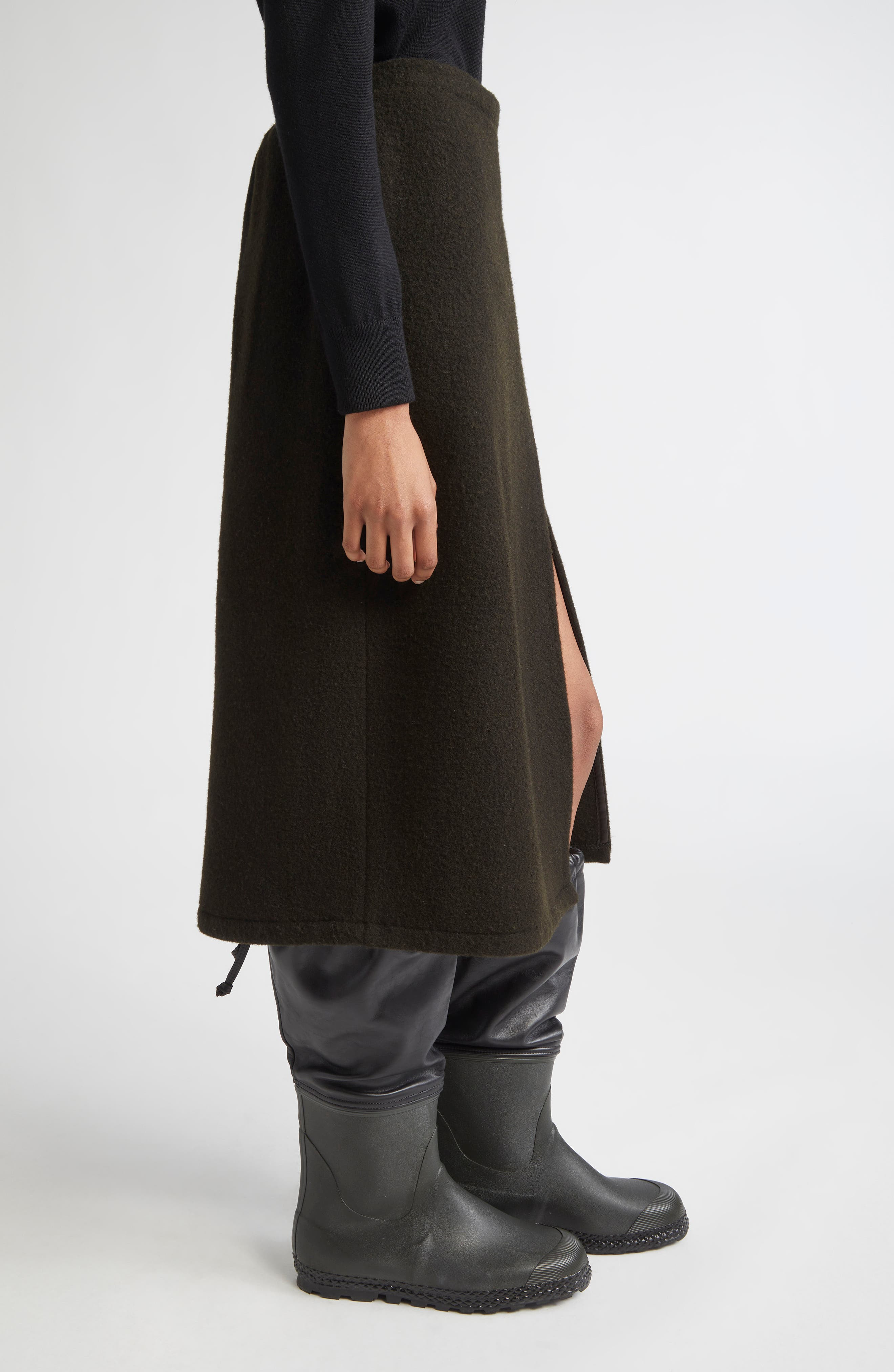 RIER Wool Fleece Wrap Skirt in Tourbe Fleece at Nordstrom - 4