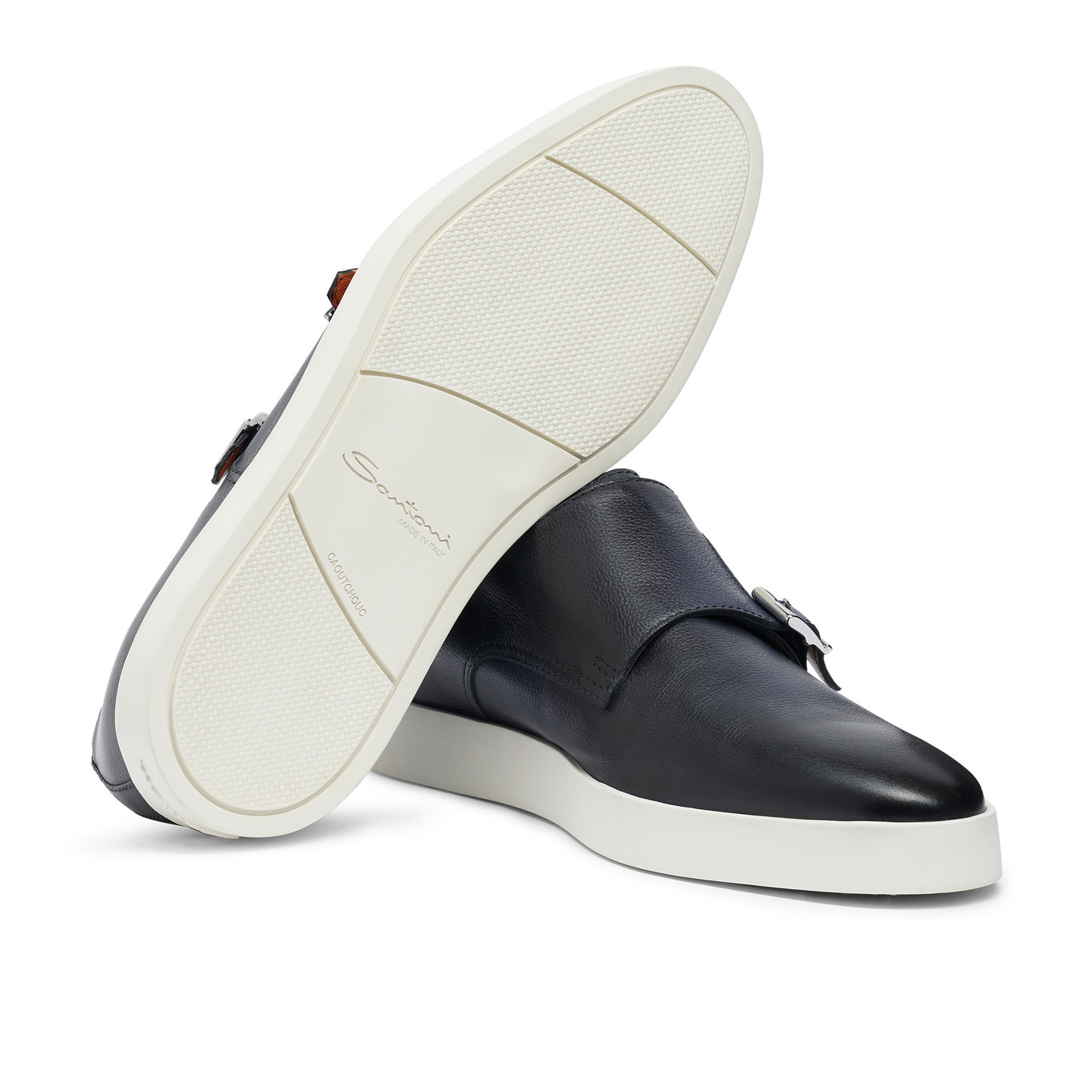 Men’s blue leather double-buckle shoe - 3